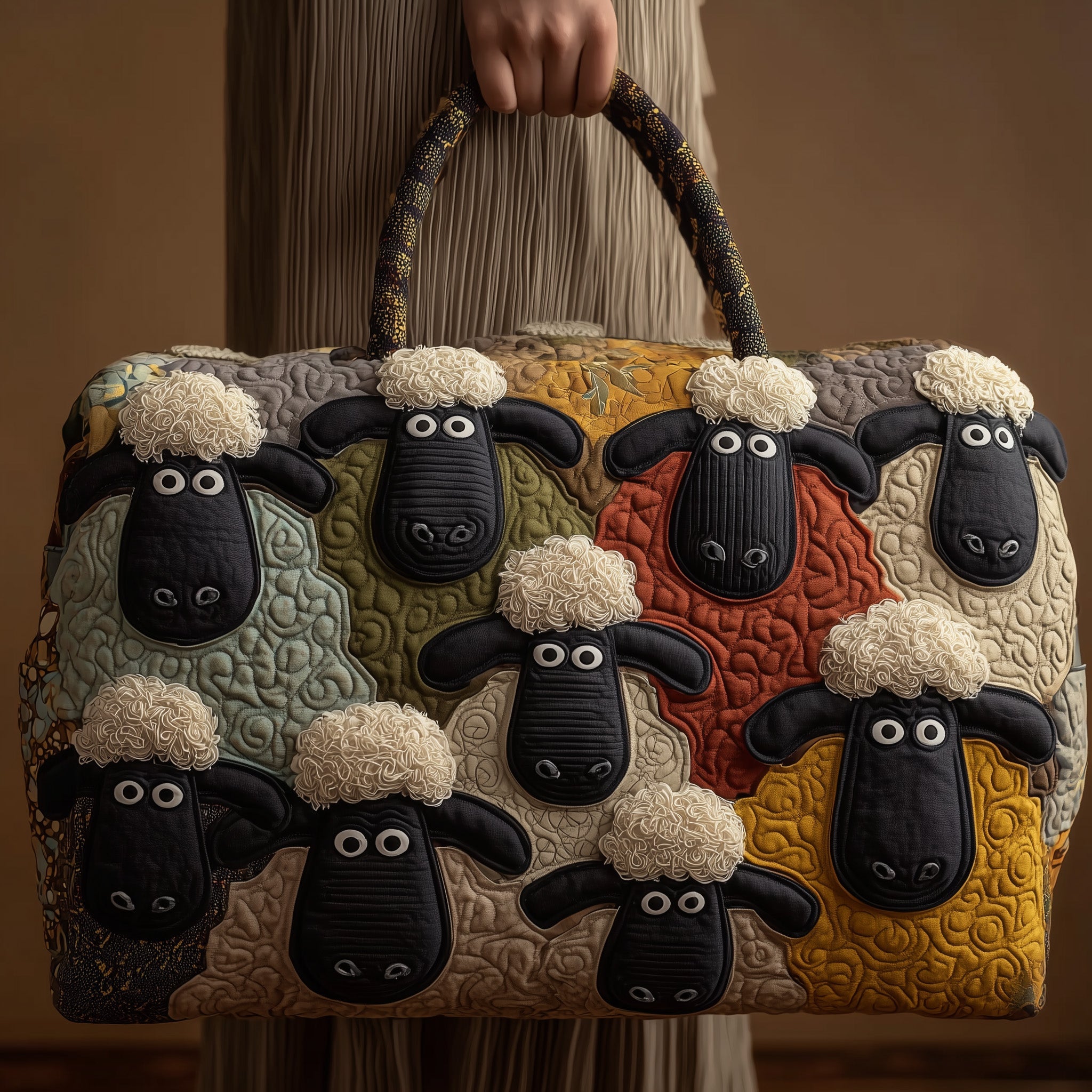 Whimiscal Sheep Quilted Duffle Bag Gift For Family