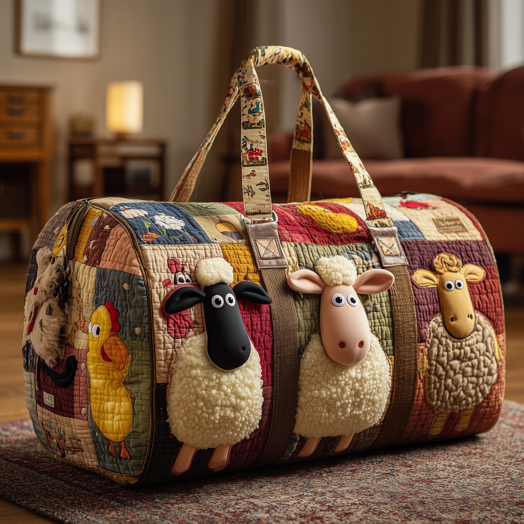 Whimiscal Sheep Quilted Duffle Bag Gift For Friends