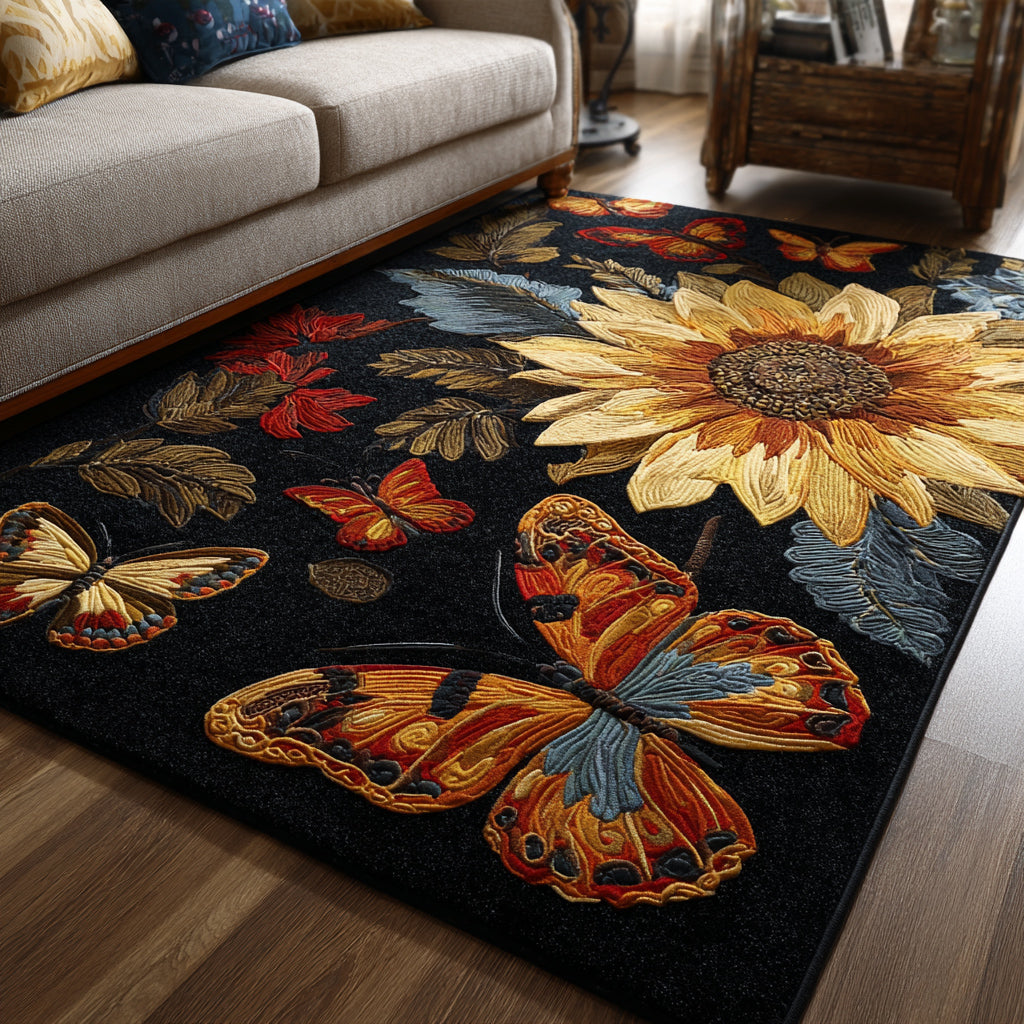 Whimsical Area Rug Foyer Christmas Decor Sunflower Gifts For Her