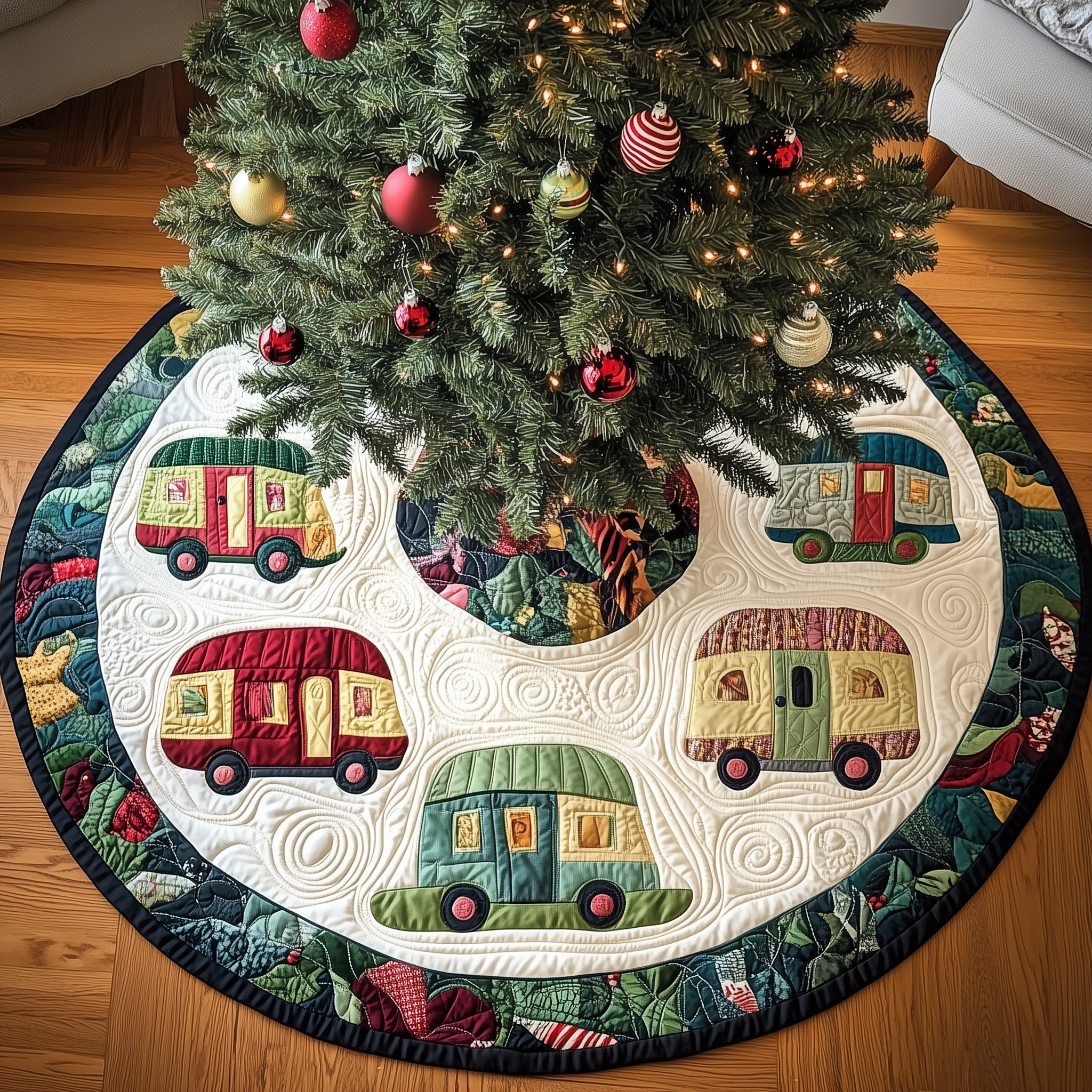 Whimsical Caravans Quilted Tree Skirt Memorable Graduation Gift Merch