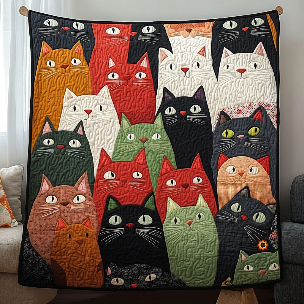 Whimsical Cat Quilt Blanket Couch Blanket Gift For Daughter In Law On Mother'S Day