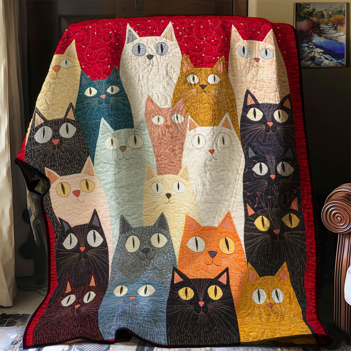 Whimsical Cat Quilt Blanket Gifts For Men Who Have Everything