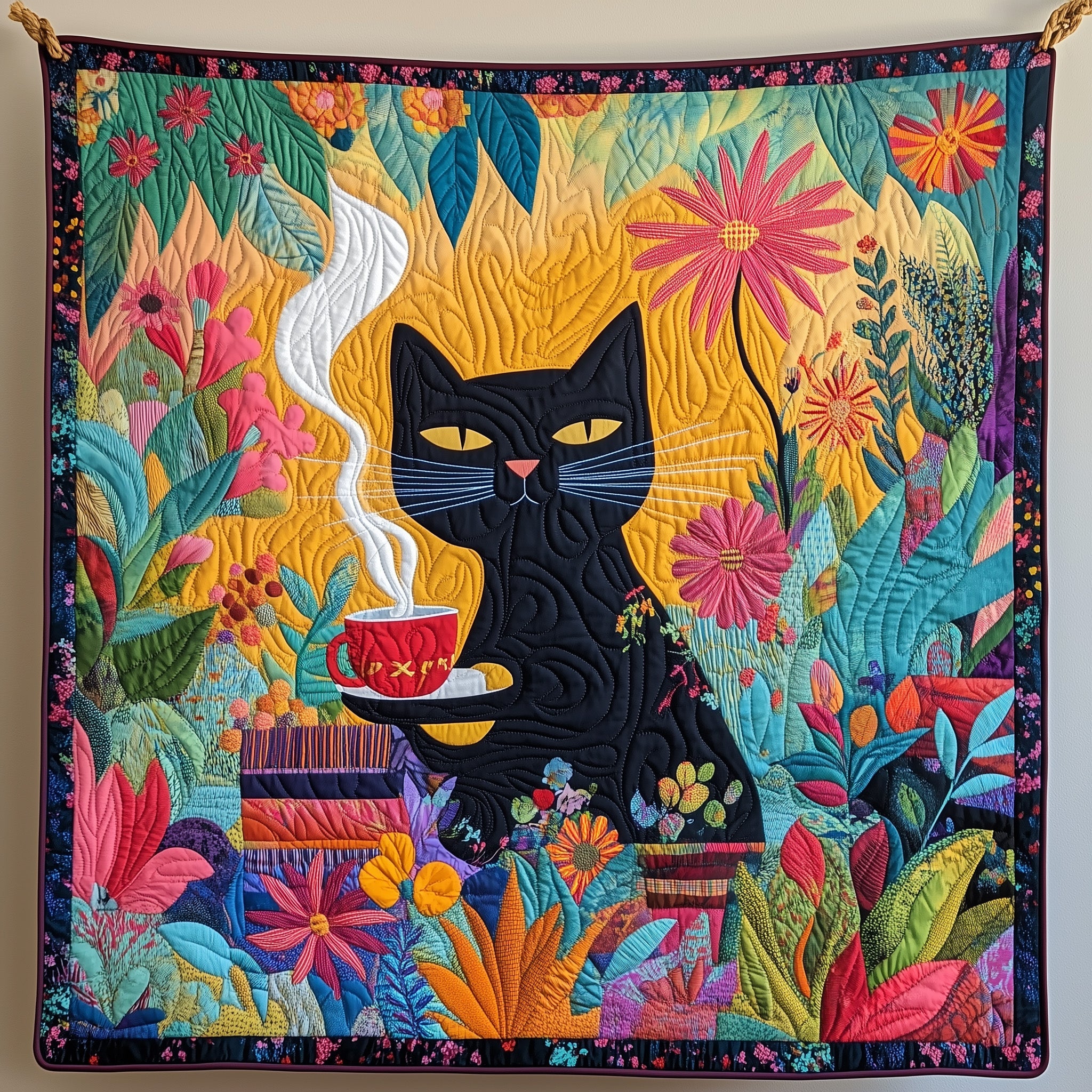 Whimsical Cat Quilted Blanket Cute Bed BlanketCute Cat Gifts Christmas