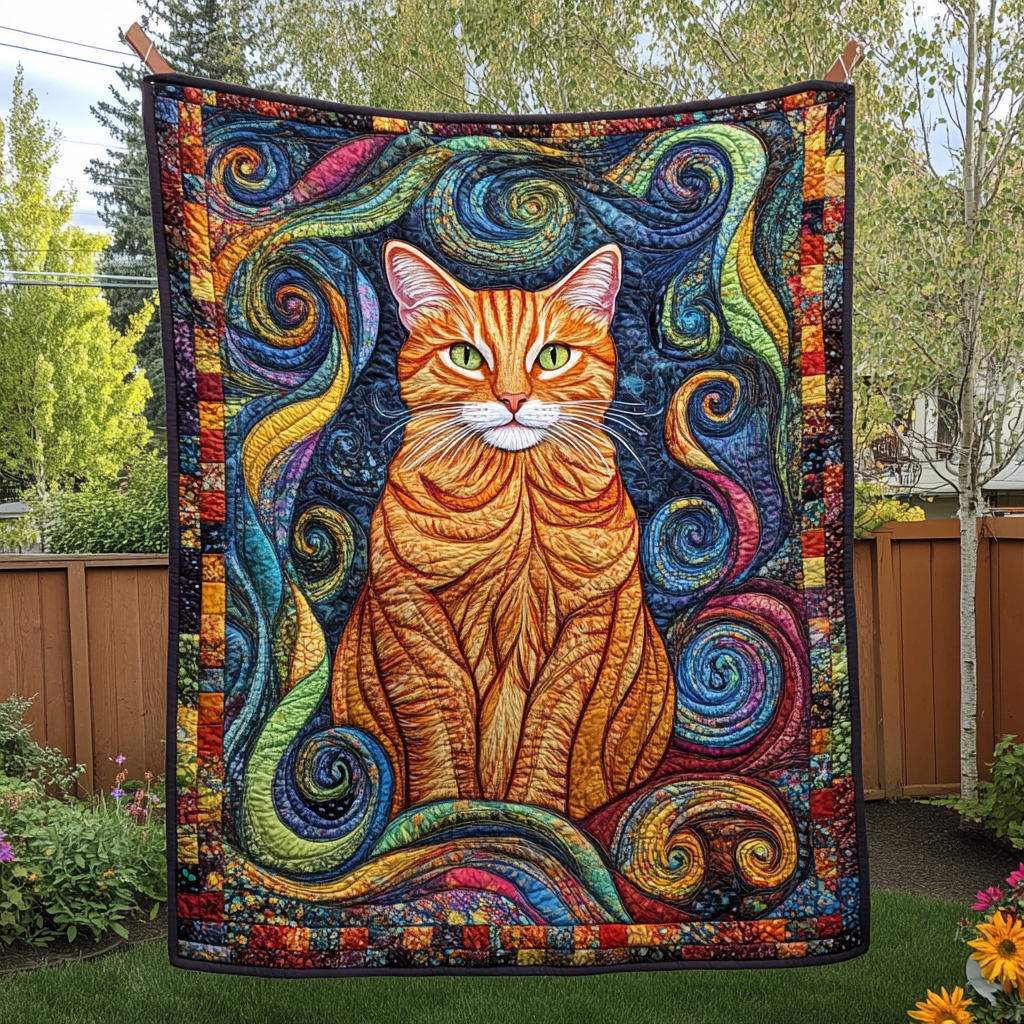 Whimsical Cat Quilted Blanket Gifts For Cat Owners