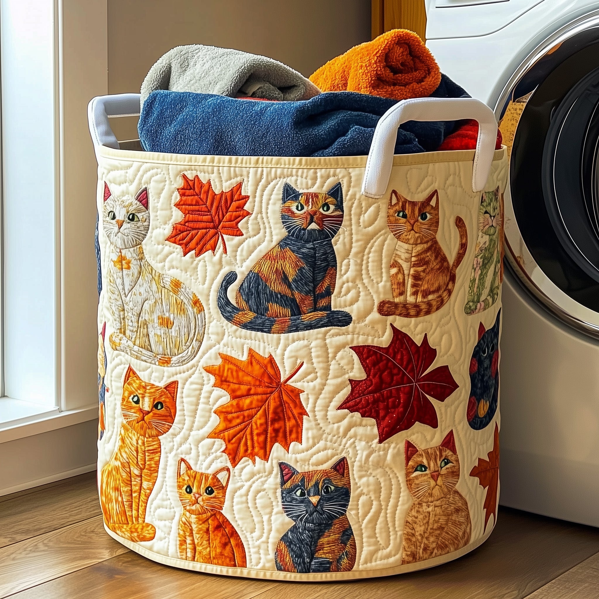 Whimsical Cat Quilted Laundry Basket Must-Have Laundry Essential