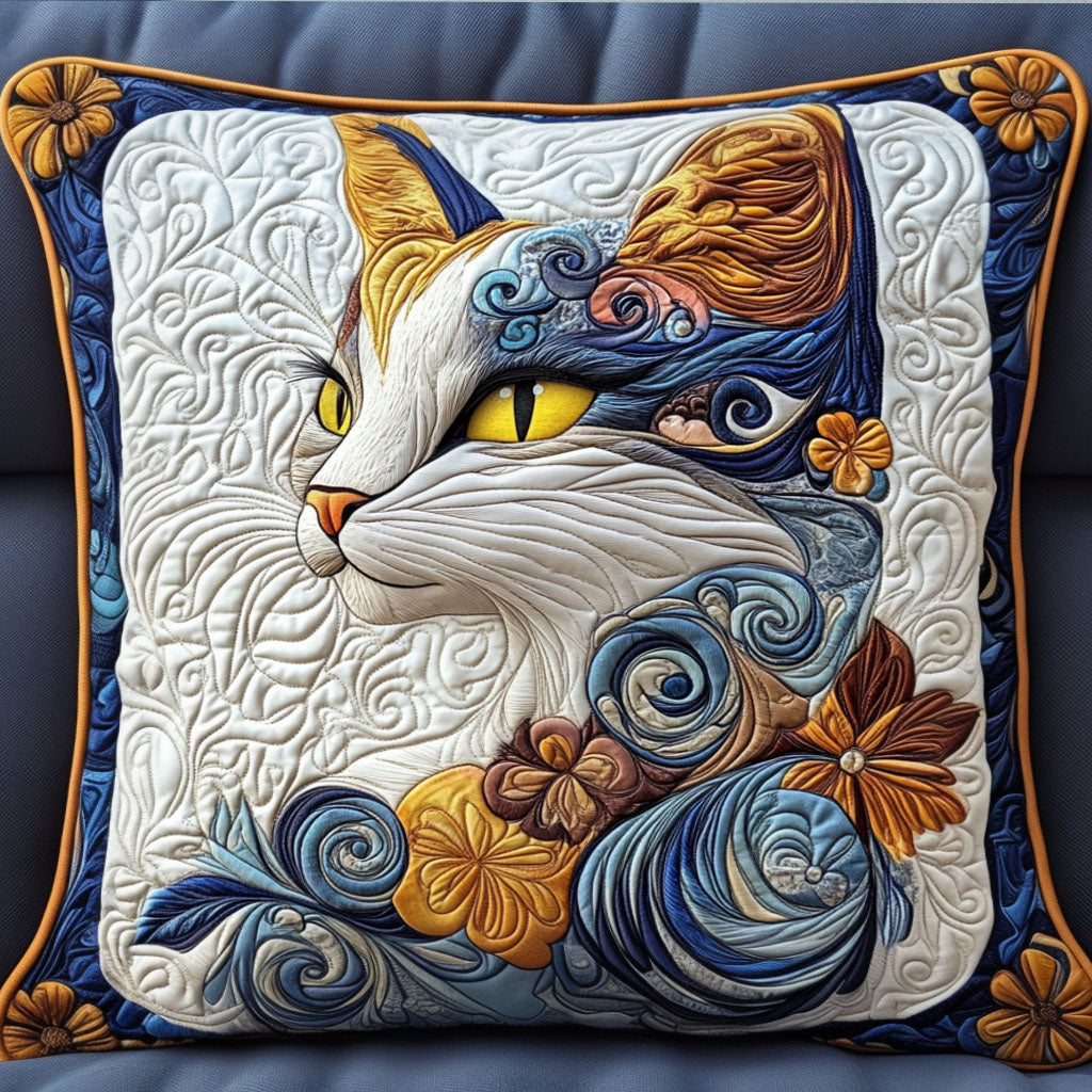 Whimsical Cat Quilted Pillow Case Decorative Pillow Covers Best Gifts For Cat Lovers