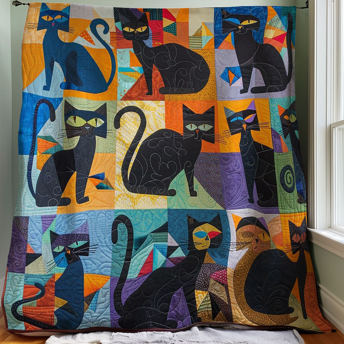 Whimsical Cats Quilt Blanket Queen Size Blanket Gifts For Mum Christmas