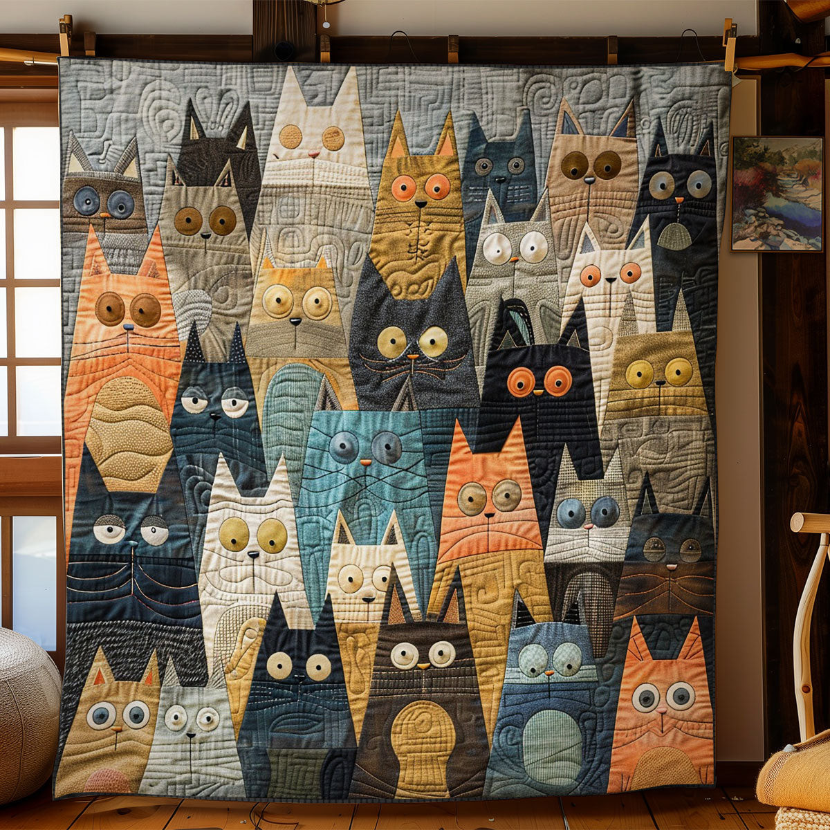 Whimsical Cats Quilt Blanket Throws And Blankets Mother's Day Presents For Mom