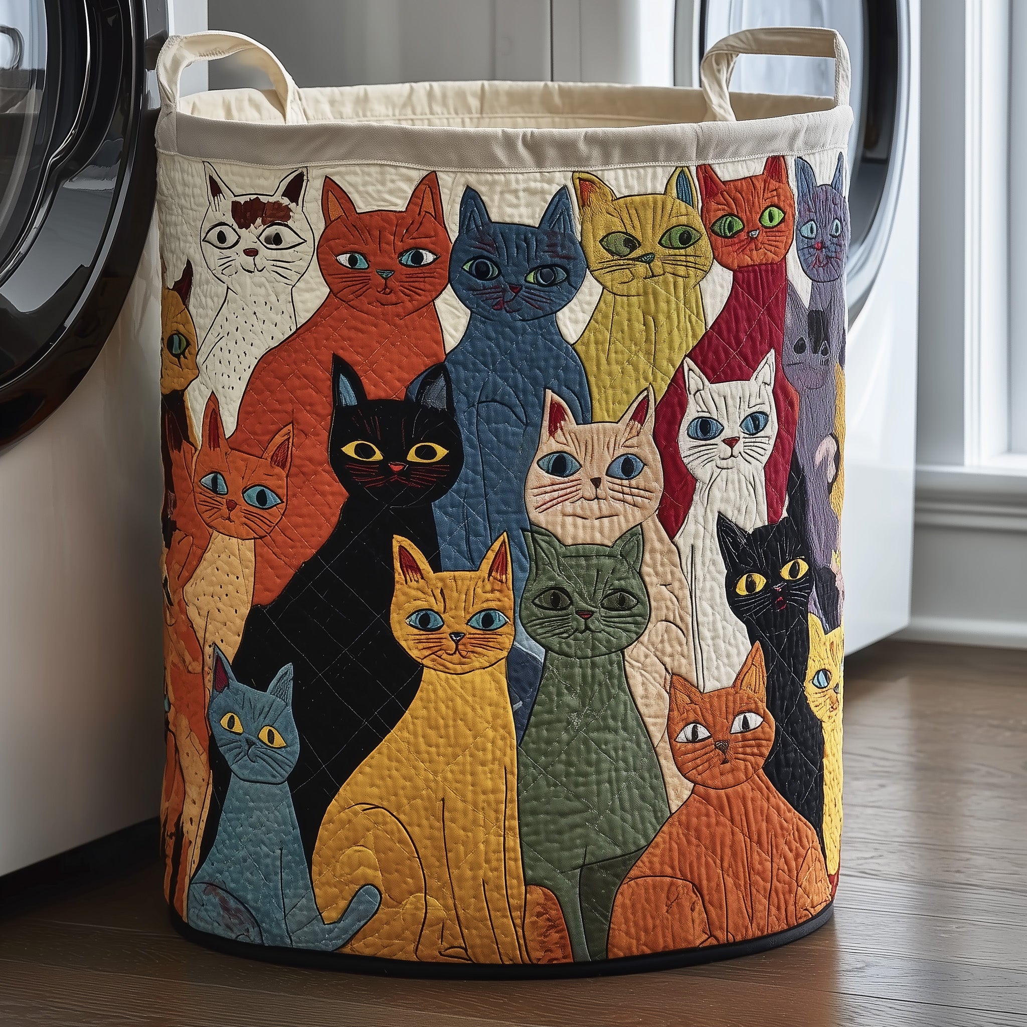 Whimsical Cats Quilted Laundry Basket Cat Related Christmas Gifts