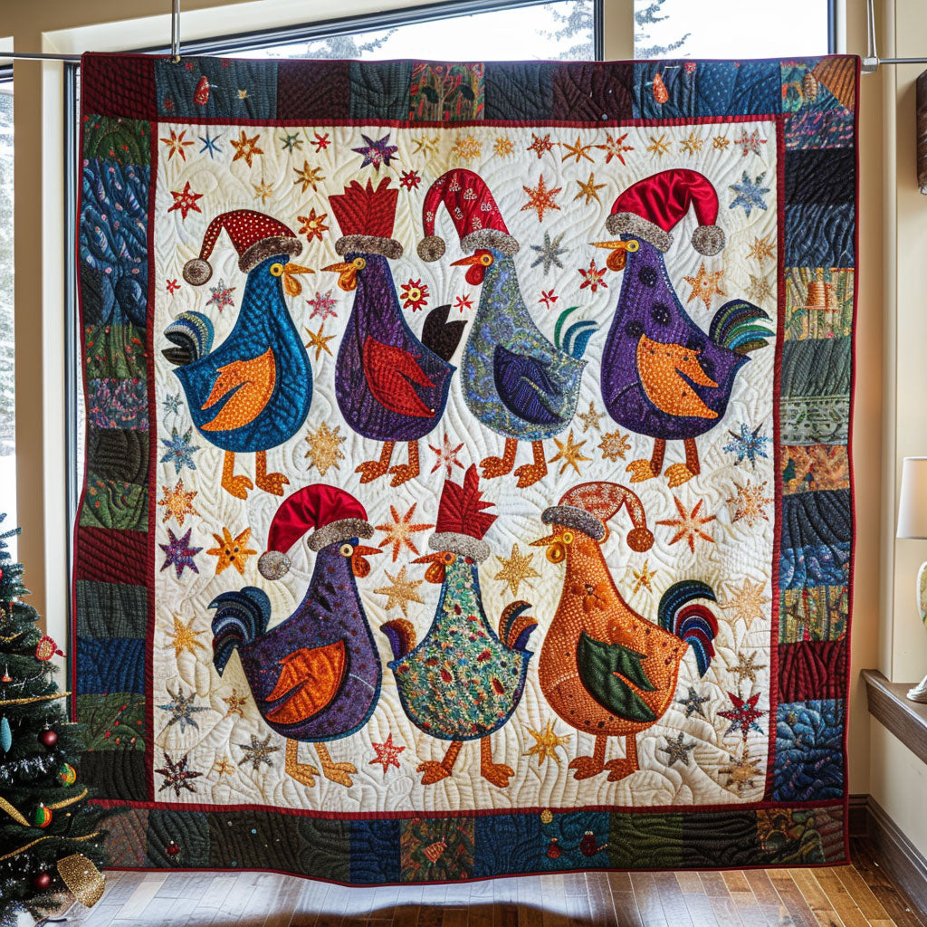 Whimsical Chicken Parade Quilt Elegant Quilt Blanket for Relaxing Evenings