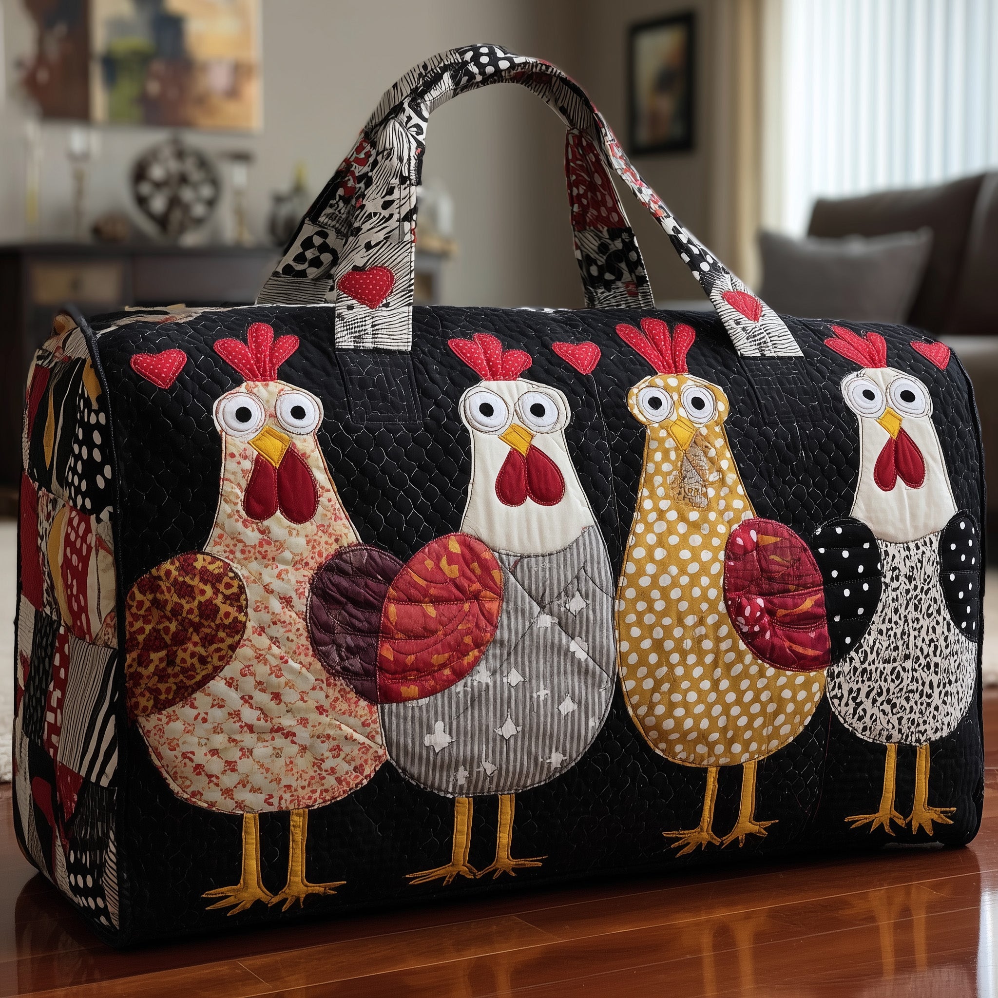 Whimsical Chicken Quilted Duffle Bag Practical And Versatile