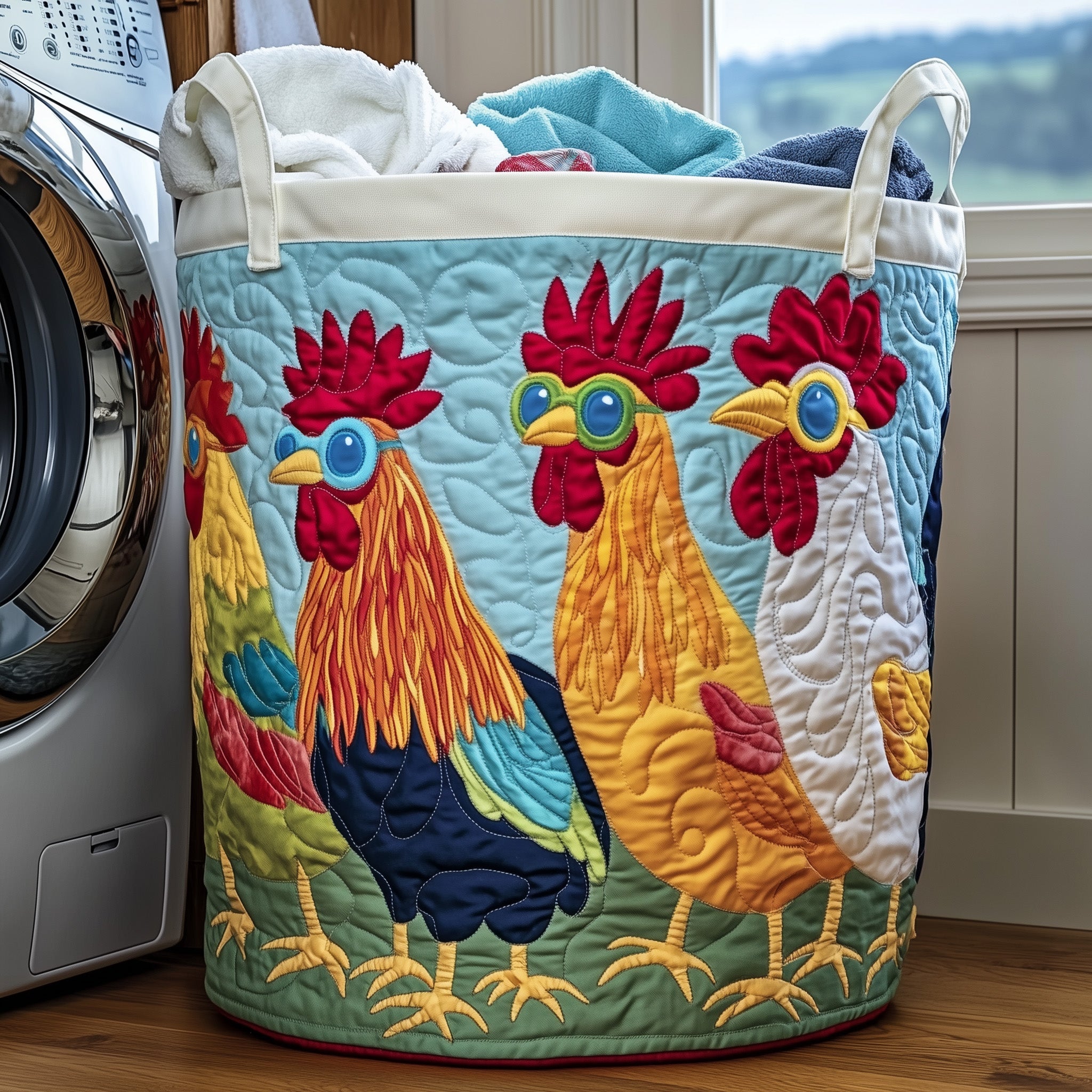 Whimsical Chicken Quilted Laundry Basket Best Gifts For Chicken Lovers
