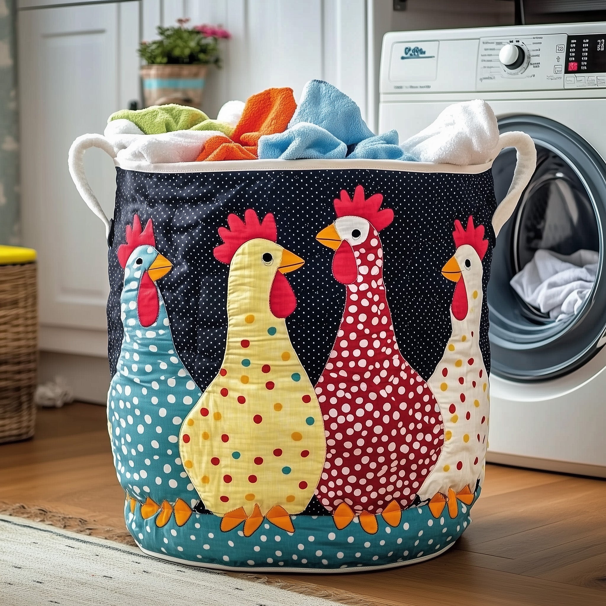 Whimsical Chicken Quilted Laundry Basket Gftotg390 Holiday Favorite Gift