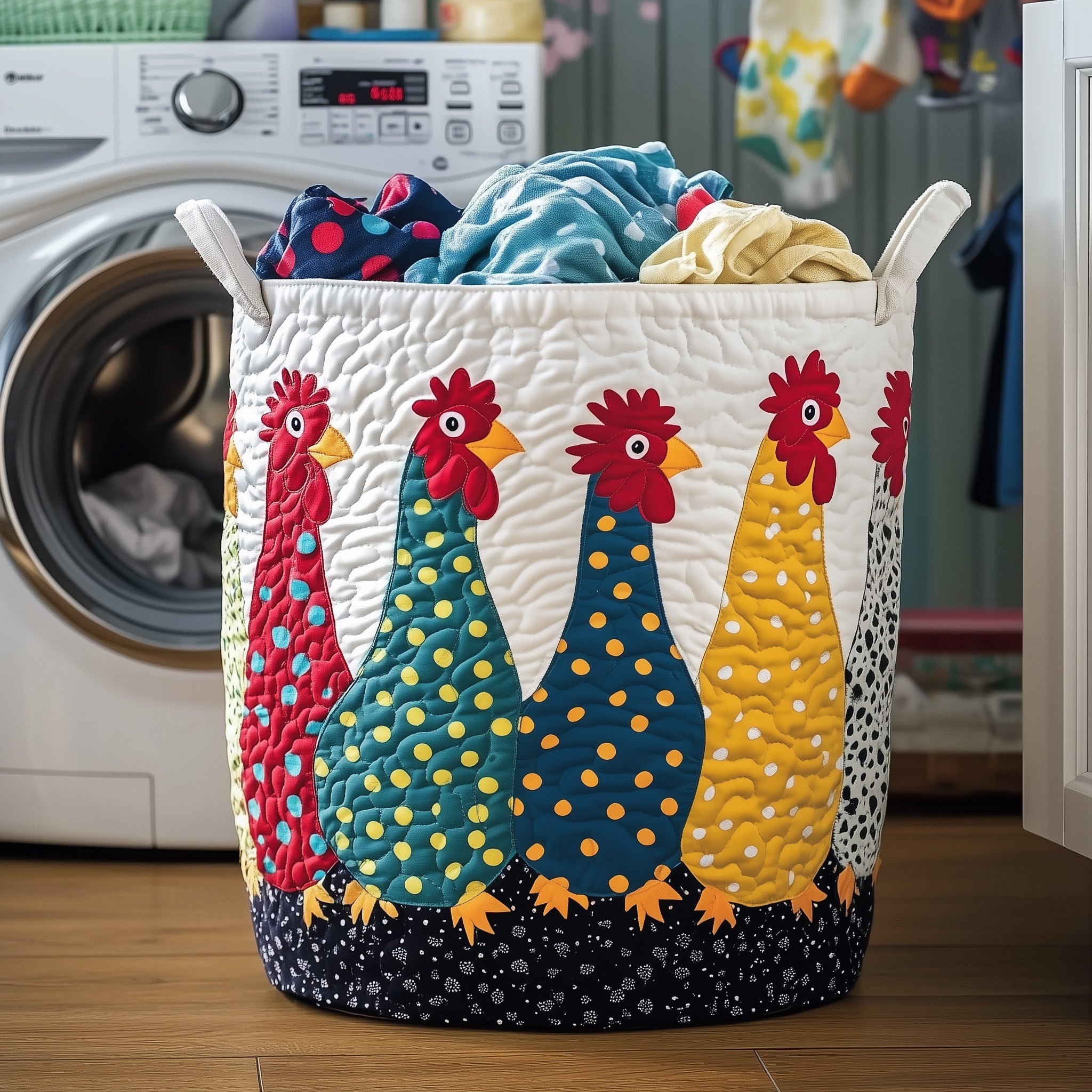 Whimsical Chicken Quilted Laundry Basket Gftotg391 Best Gift For Him