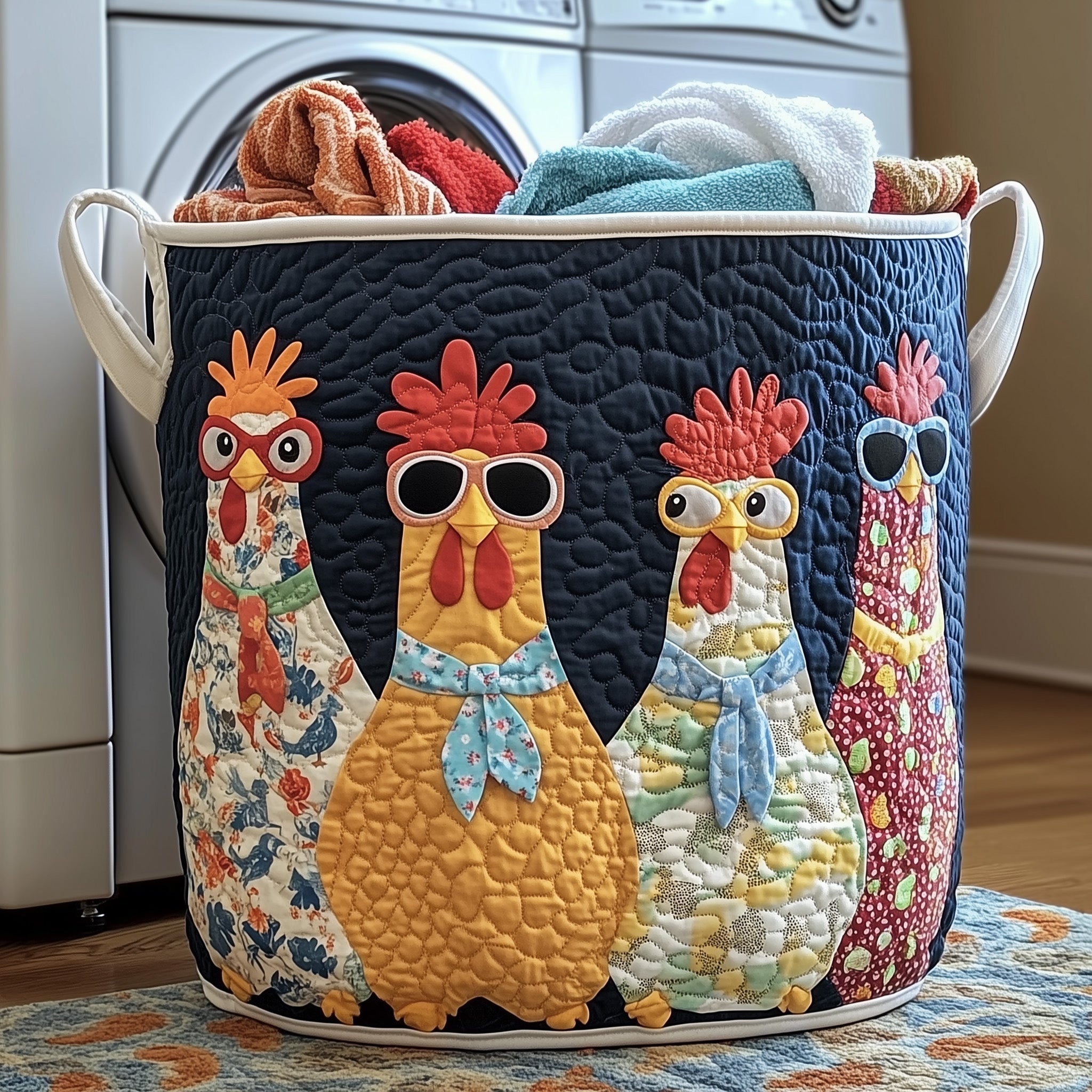 Whimsical Chicken Quilted Laundry Basket Gftotg392 Must-Have Home Essential