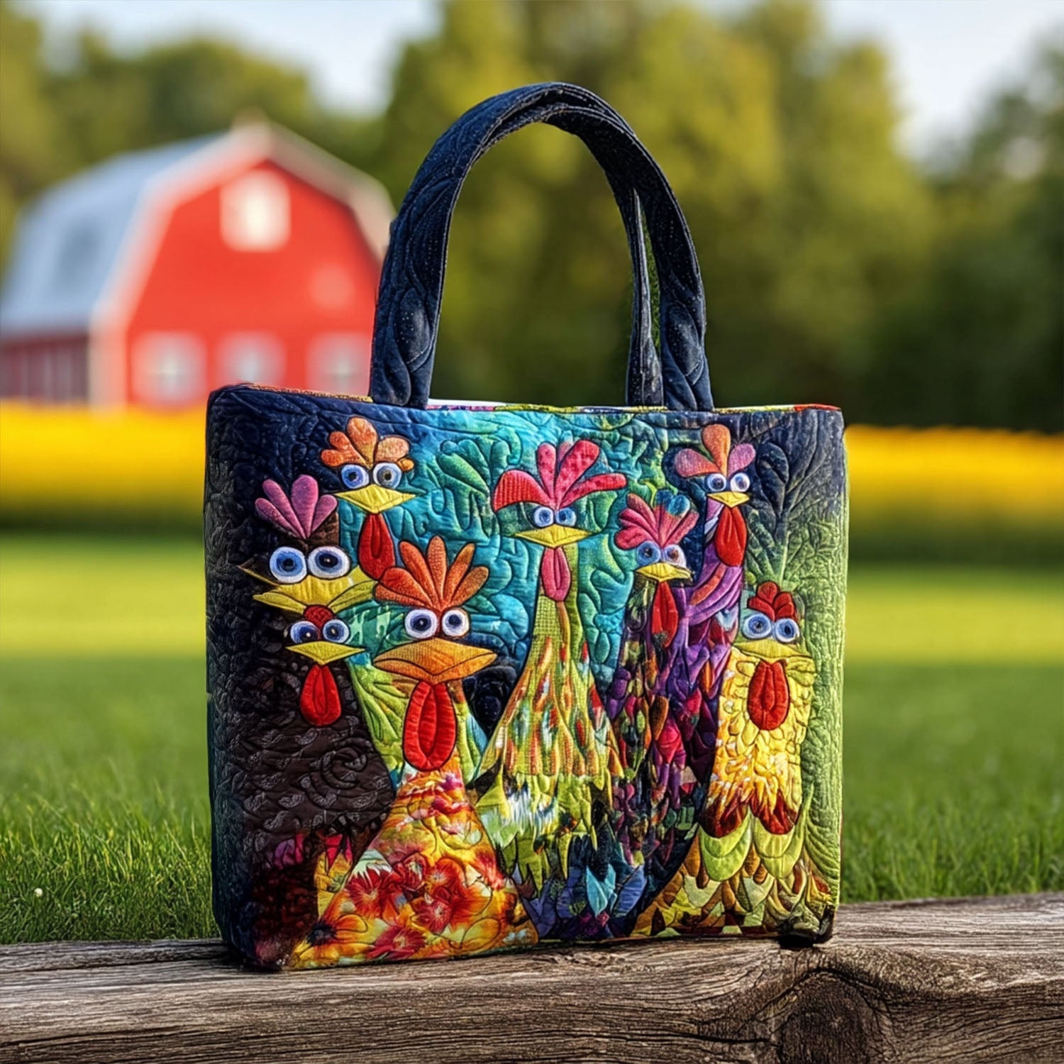Whimsical Chickens Quilted Tote Bag Best Presents For Farmers