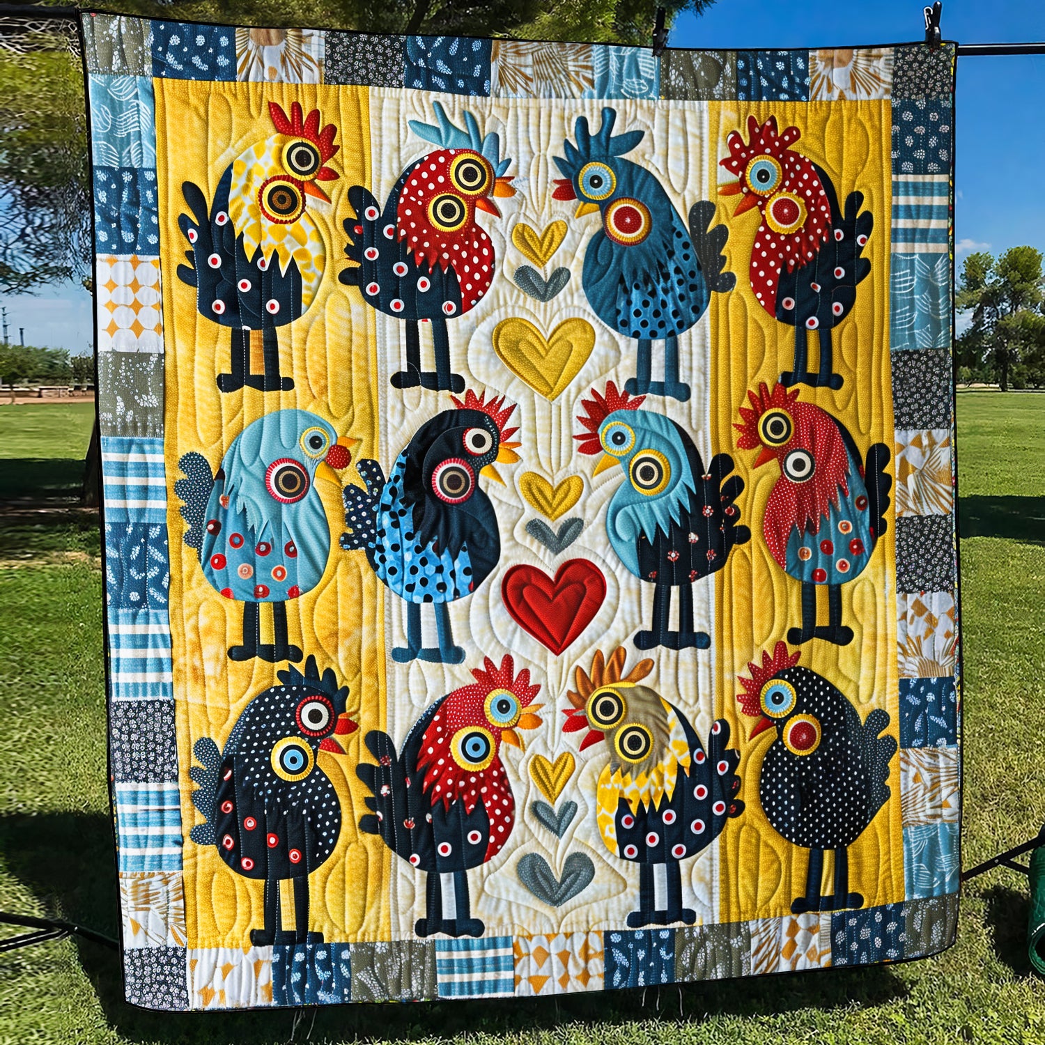 Whimsical Chicks Quilted Blanket Chicken Gifts For Chicken Lovers