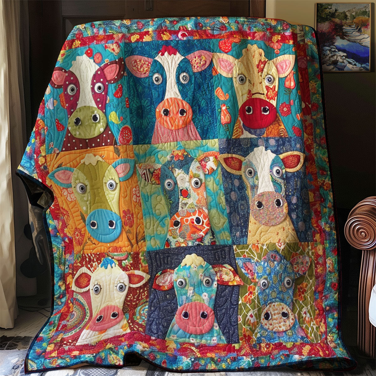 Whimsical Cow Quilt Blanket Throws And Blankets Special Birthday Gifts For Dad