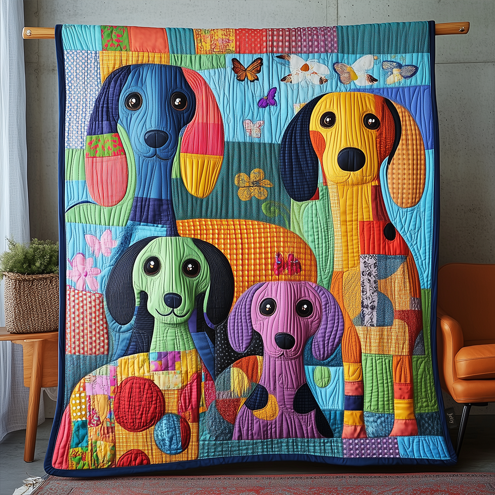 Whimsical Dachshund Quilted Blanket Christmas Throw Blanket Best Christmas Gifts For Dog Mom