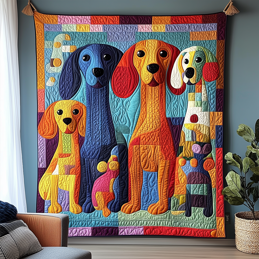 Whimsical Dachshund Quilted Blanket Christmas Throw Blanket Best Christmas Gifts For Her