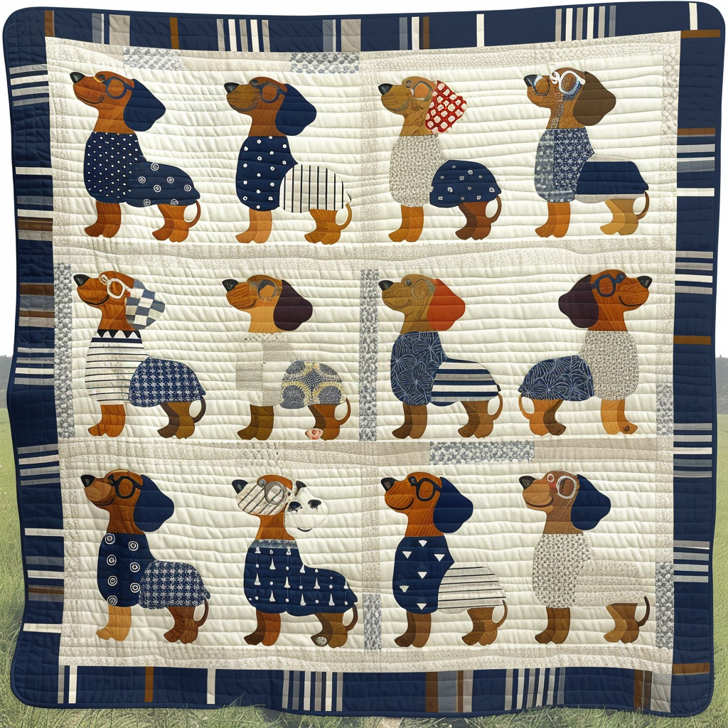 Whimsical Dachshunds Quilted Blanket Christmas Gifts For Friends