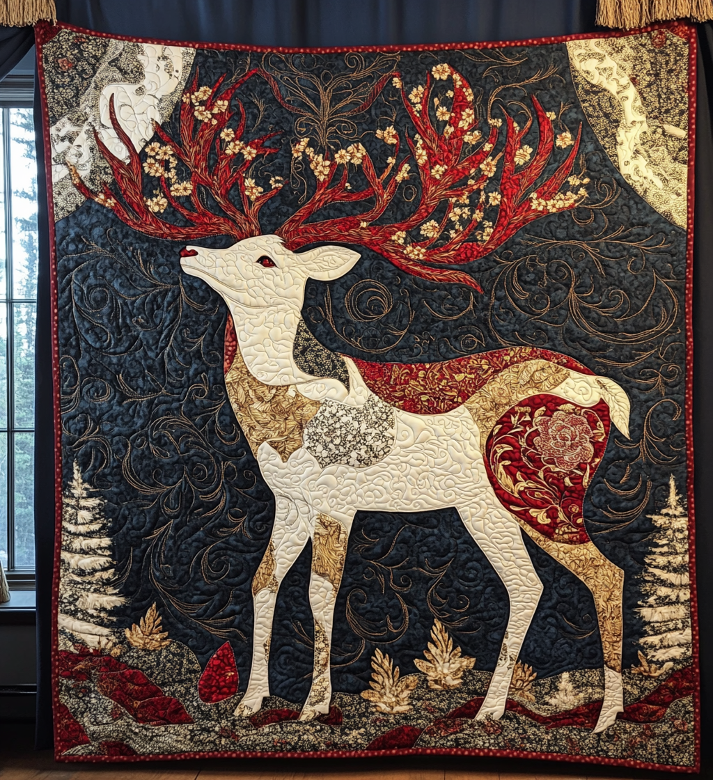 Whimsical Deer Walk Quilted Blanket Autumn Gift Ideas