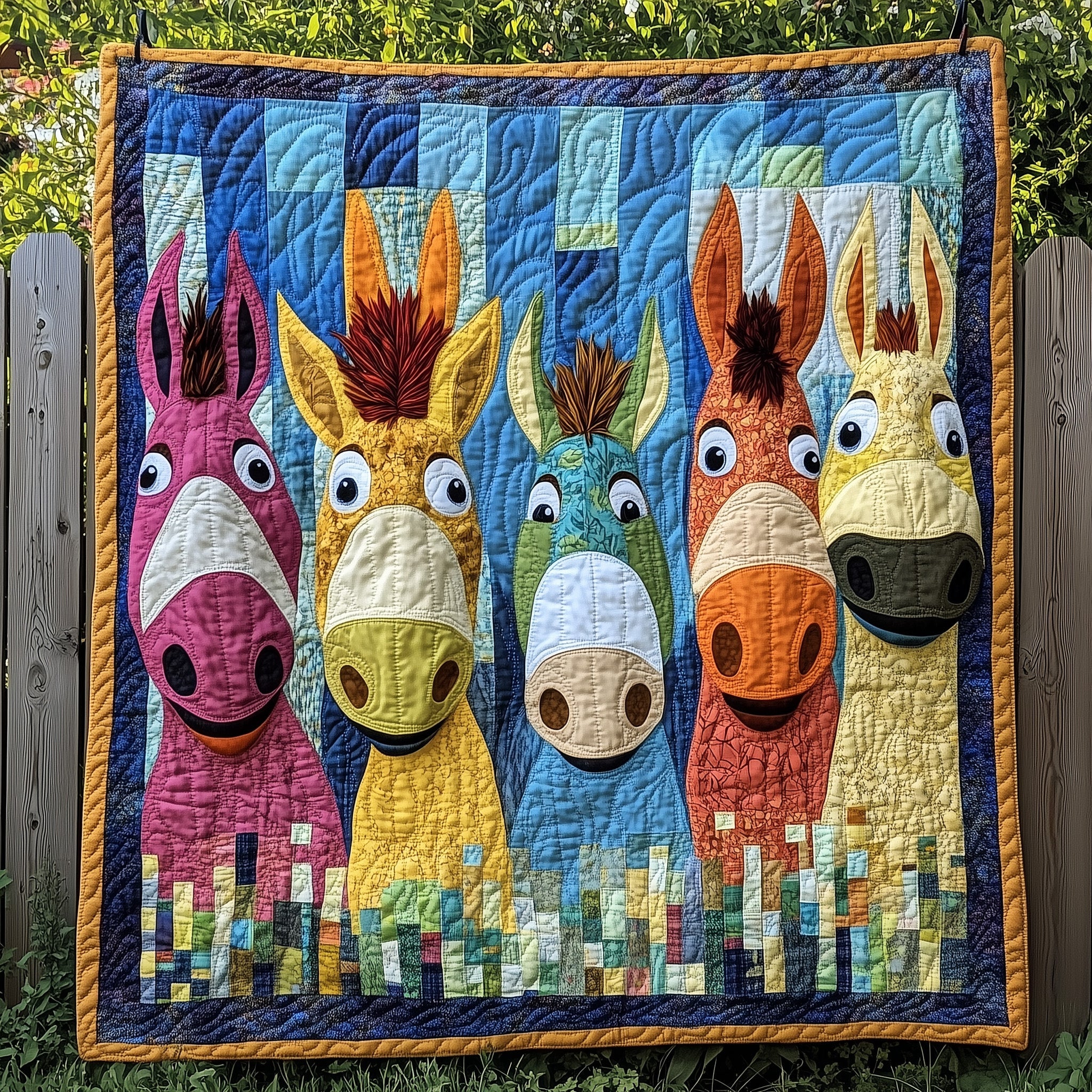 Whimsical Donkey Quilted Blanket Best Couch Throw BlanketDonkey Themed Gifts