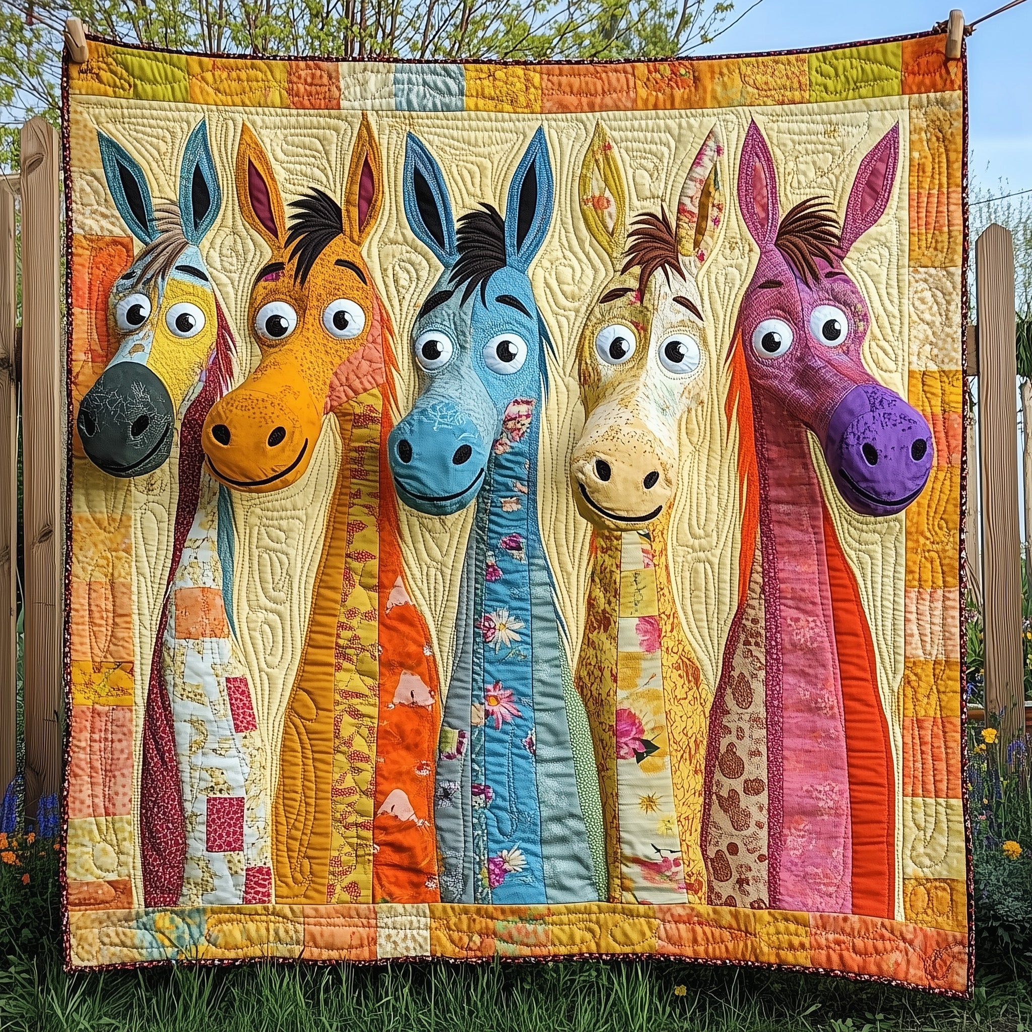 Whimsical Donkey Quilted Blanket Best Couch Throw BlanketFunny Donkey Gifts