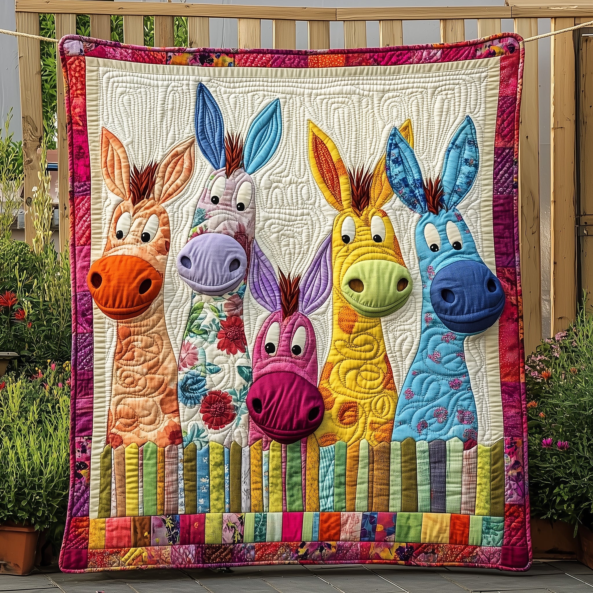 Whimsical Donkey Quilted Blanket Best Couch Throw BlanketFunny Donkey Presents Xmas