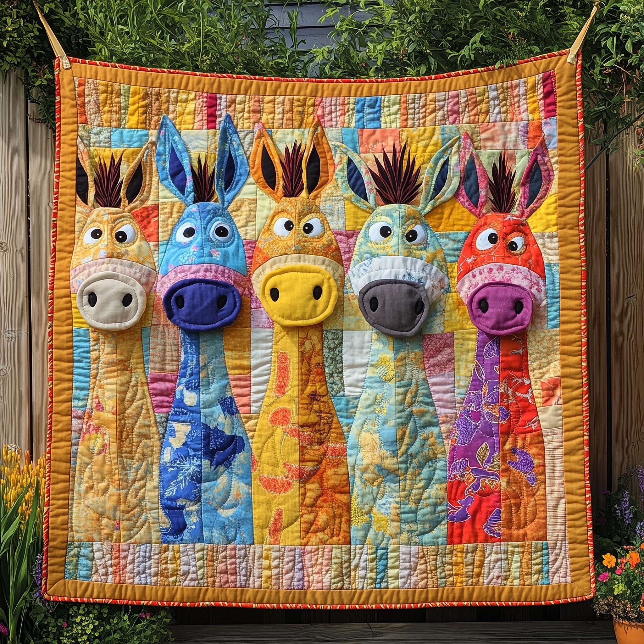 Whimsical Donkey Quilted Blanket Best Couch Throw BlanketUnique Donkey Gifts