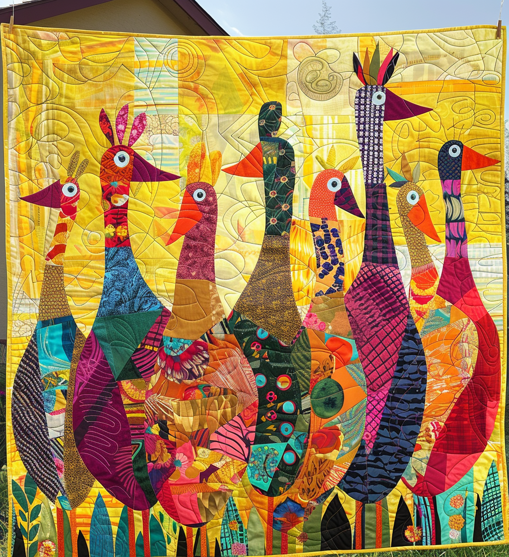 Whimsical Duck Quilted Blanket Farm Animal Blanket