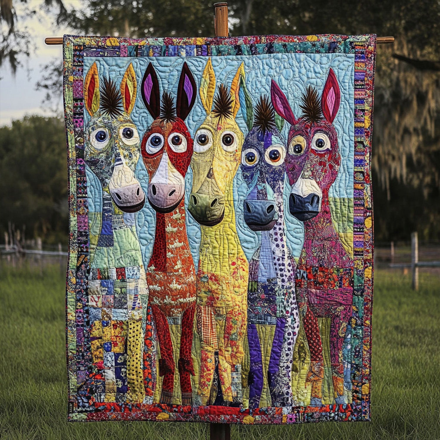 Whimsical Farm Animal Quilted Blanket Christmas Bedroom Decor Donkey Gift Ideas