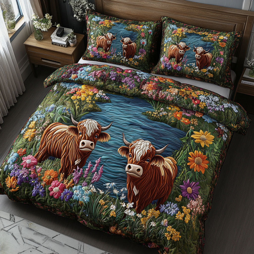 Whimsical Farm Vibes Quilted Bedding Set Unique Bed Sheet Set Cow Gifts For Cow Lovers