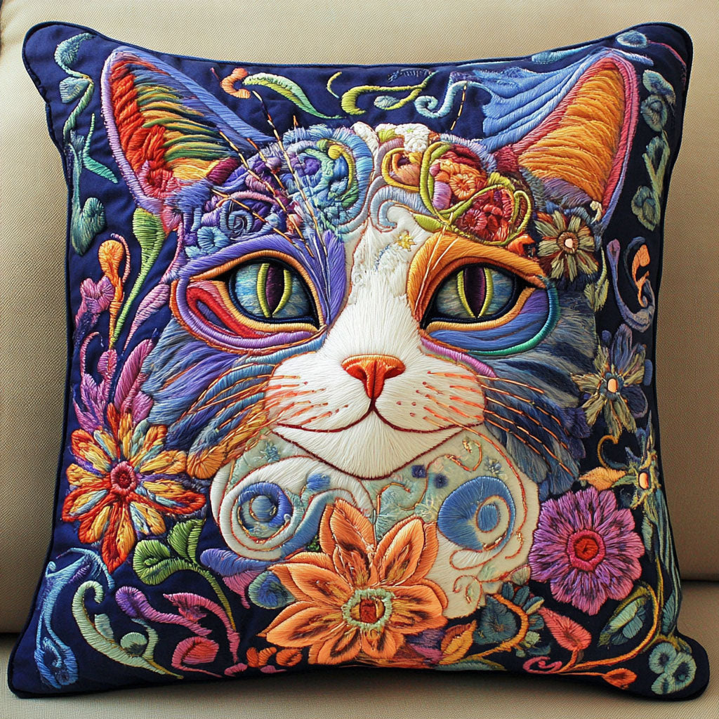 Whimsical Feline Beauty Quilted Pillow Case Best Cool Pillow Cases Cat Christmas Gifts