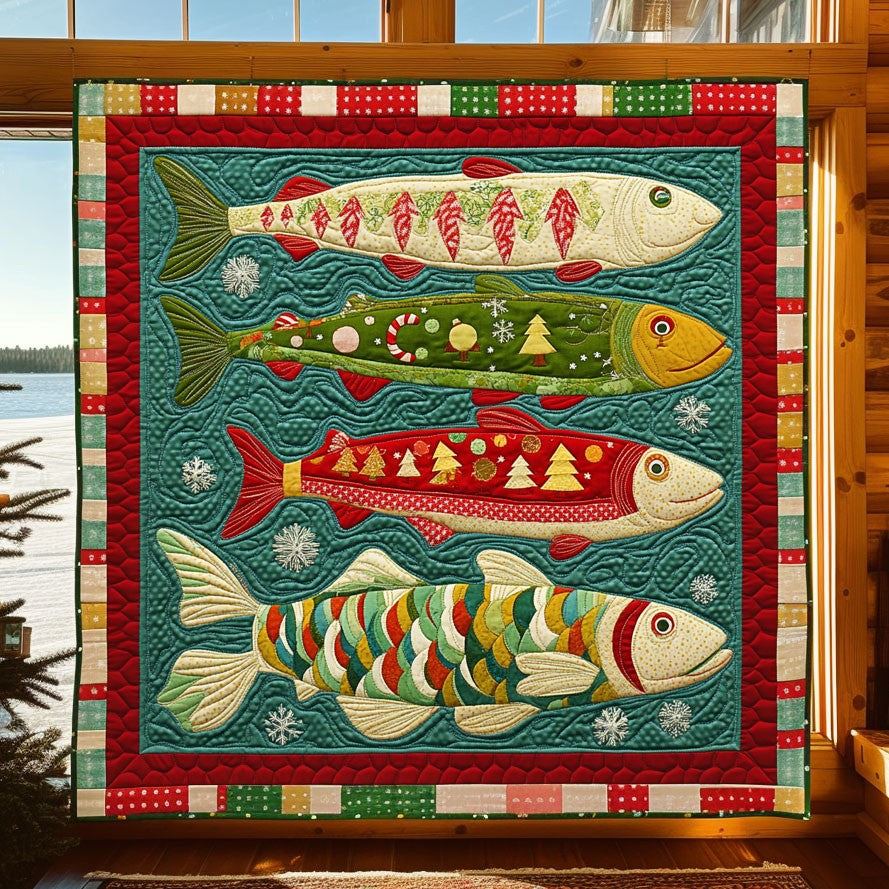 Whimsical Fish Quilt Blanket Winter Blanket Christmas Thoughtful Wedding Gifts