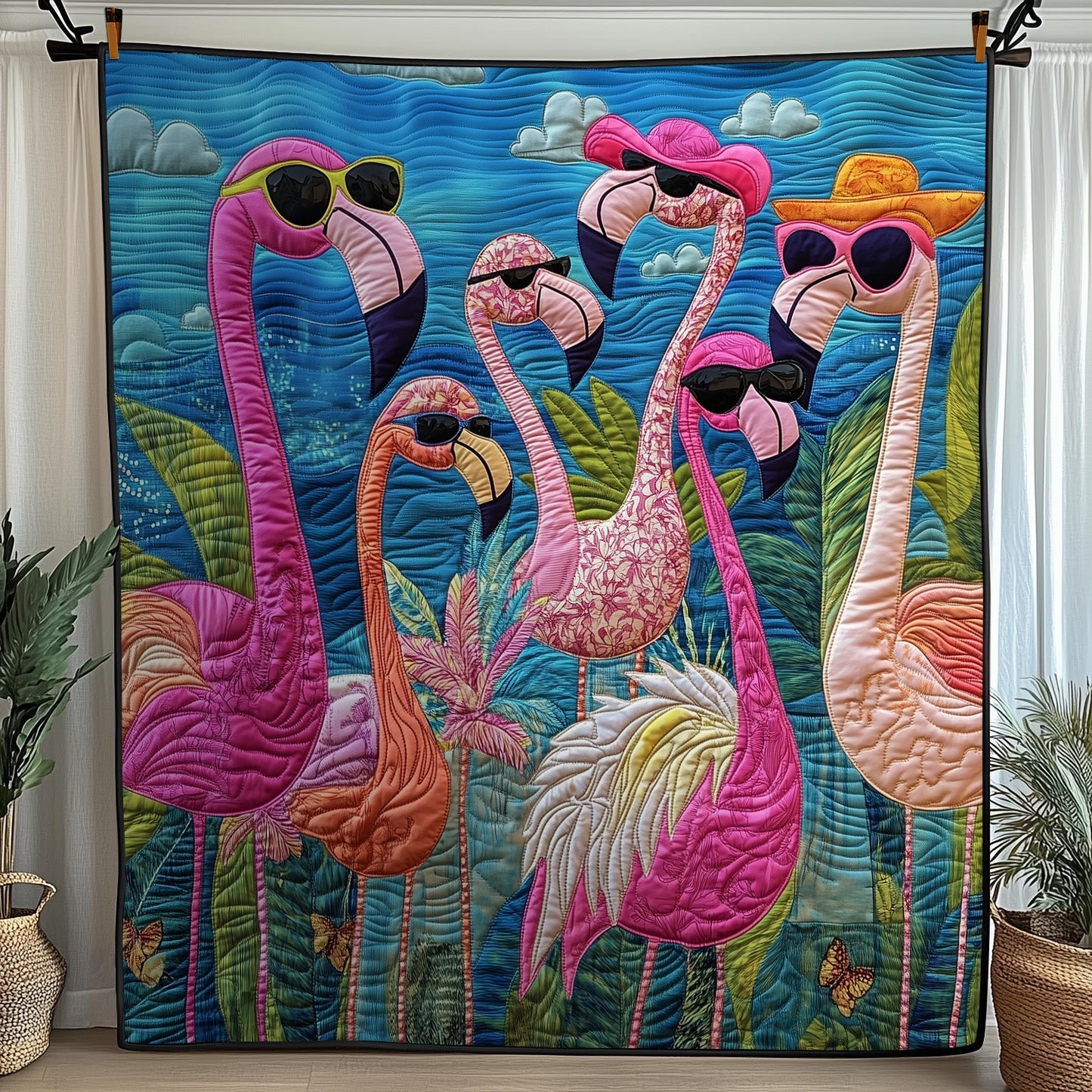 Whimsical Flamingo Quilted Blanket Cute Cozy BlanketCute Flamingo Stuff