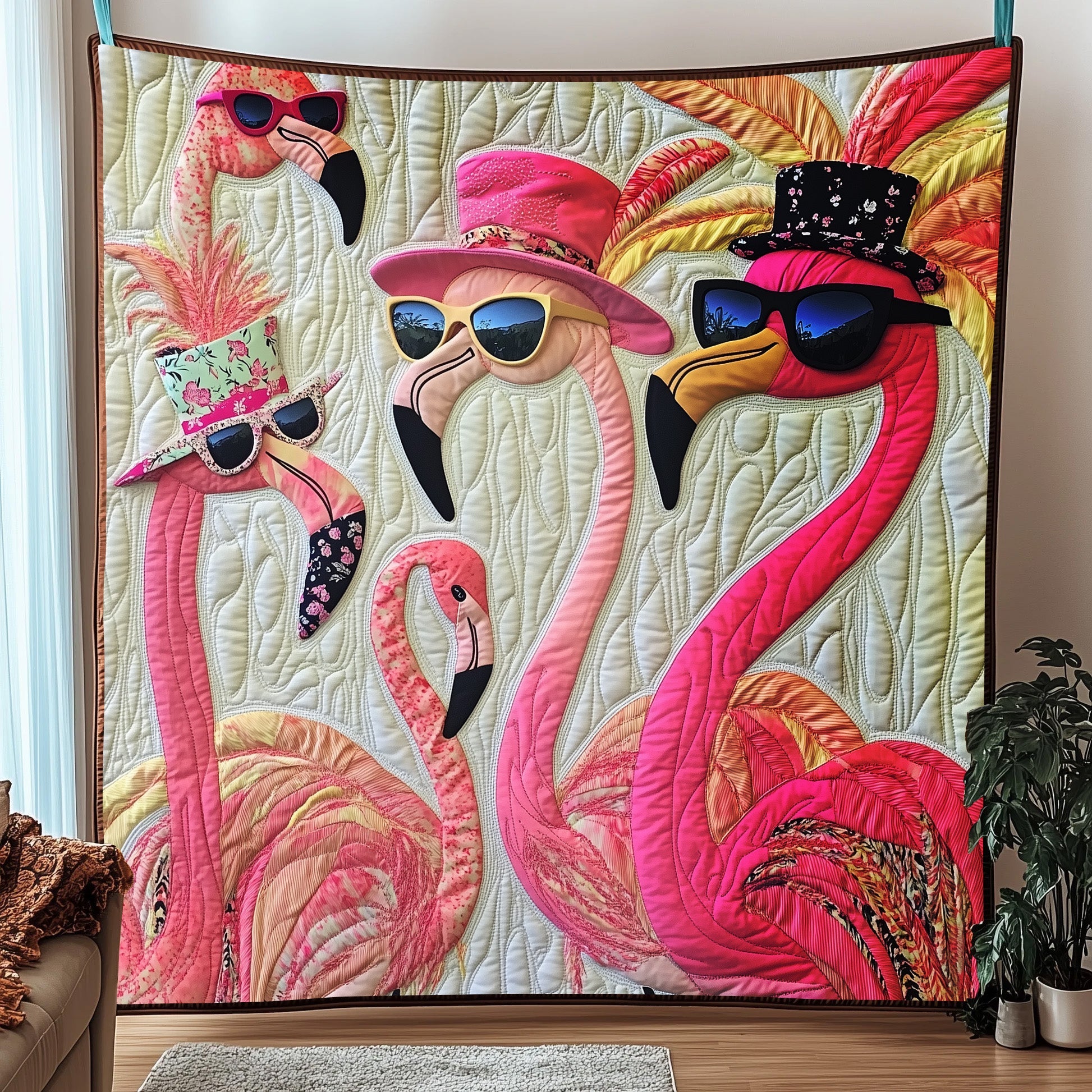 Whimsical Flamingo Quilted Blanket Cute Cozy BlanketFlamingo Christmas Presents