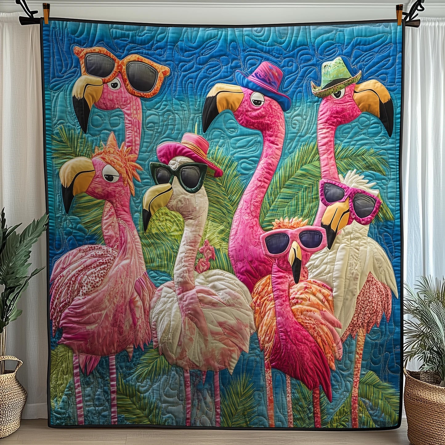 Whimsical Flamingo Quilted Blanket Cute Cozy BlanketFlamingo Inspired Gifts