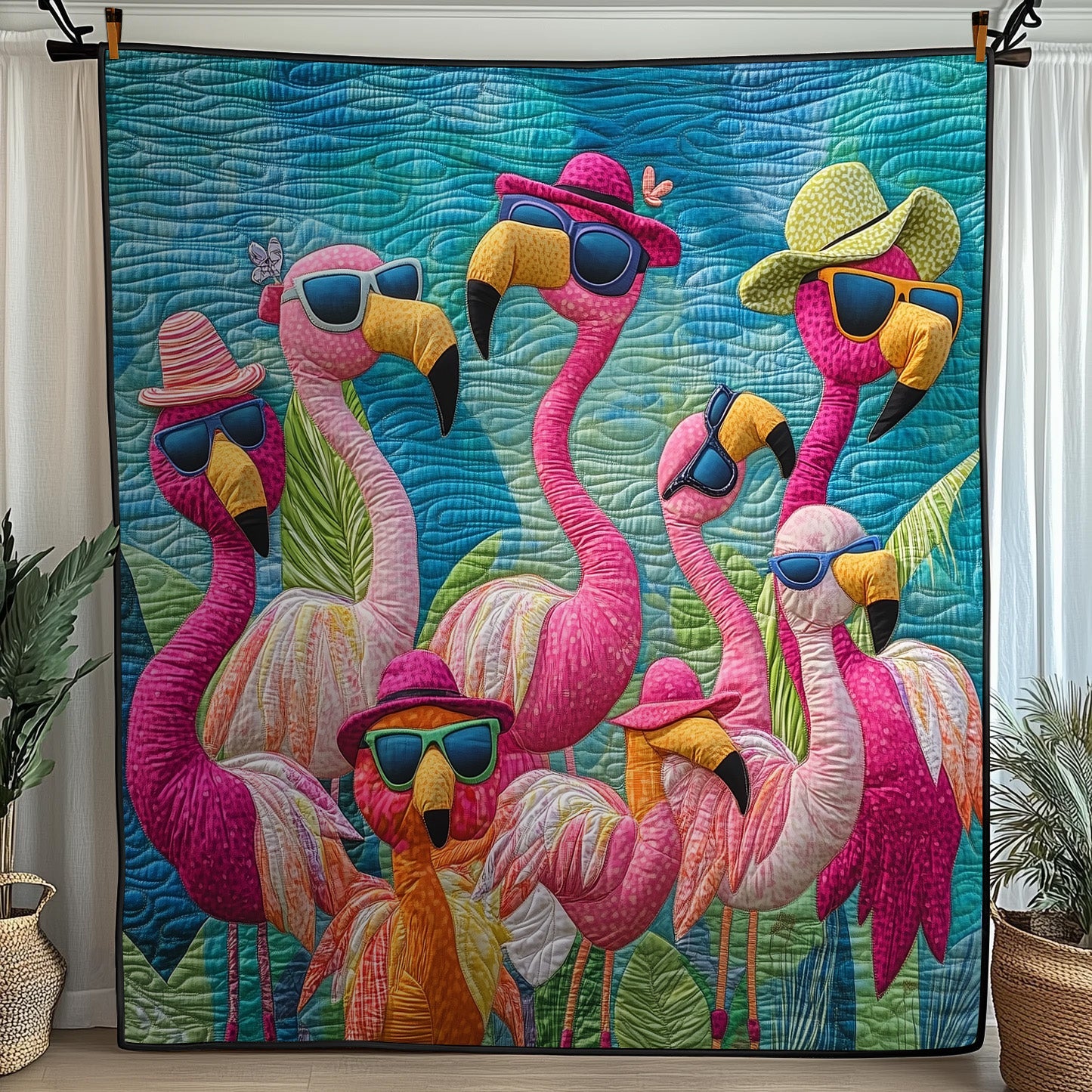 Whimsical Flamingo Quilted Blanket Cute Cozy BlanketFlamingo Mothers Day Gifts