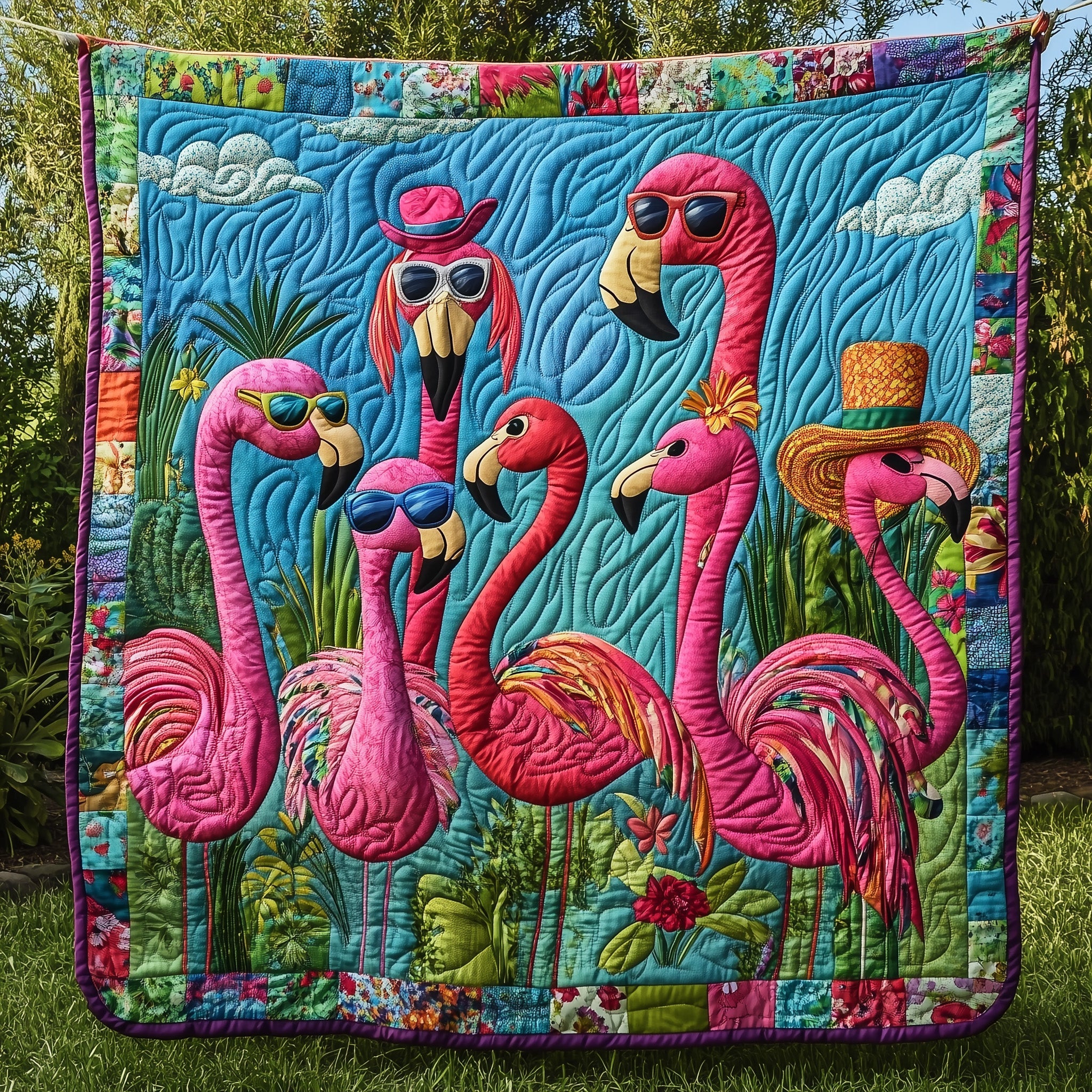 Whimsical Flamingo Quilted Blanket Cute Cozy BlanketFlamingo Teacher Gift