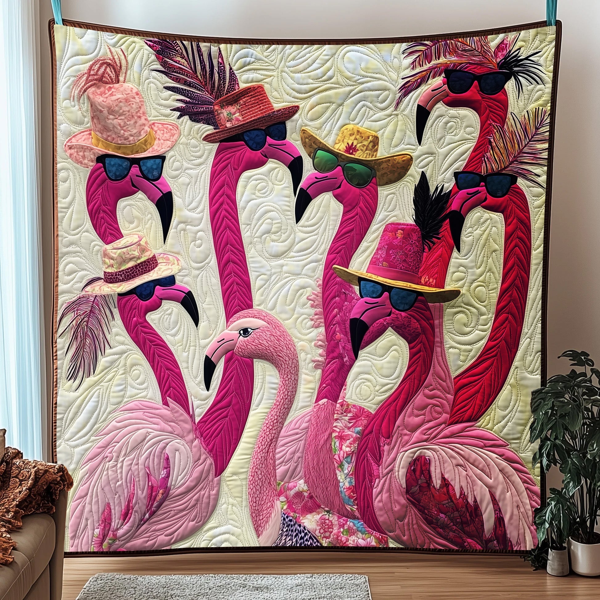 Whimsical Flamingo Quilted Blanket Cute Cozy BlanketFlamingo Themed Presents