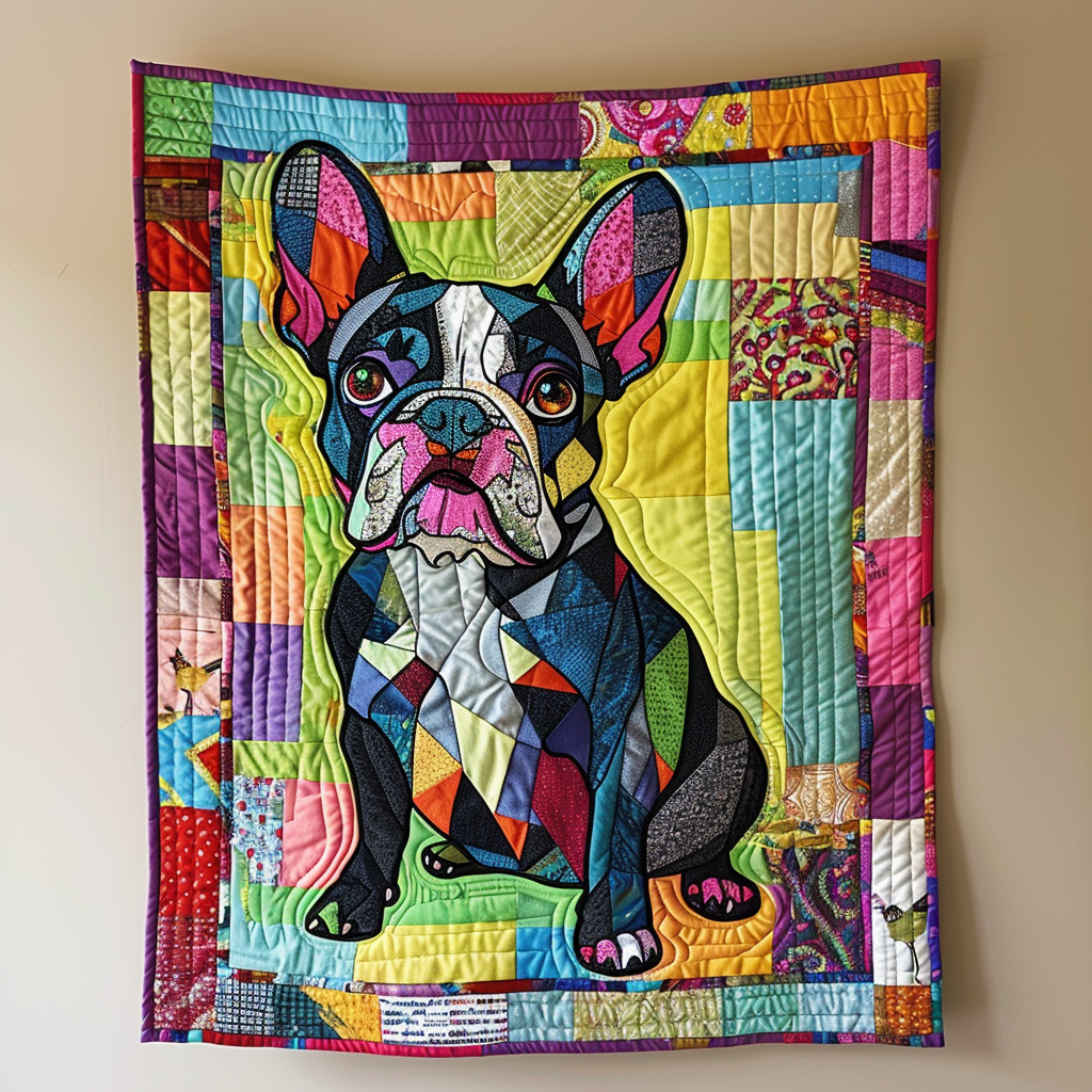 Whimsical French Bulldog Quilted Blanket Gifts For Frenchie Lovers