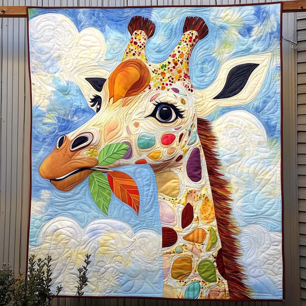 Whimsical Giraffe Delight Quilted Blanket Giraffe Birthday Presents