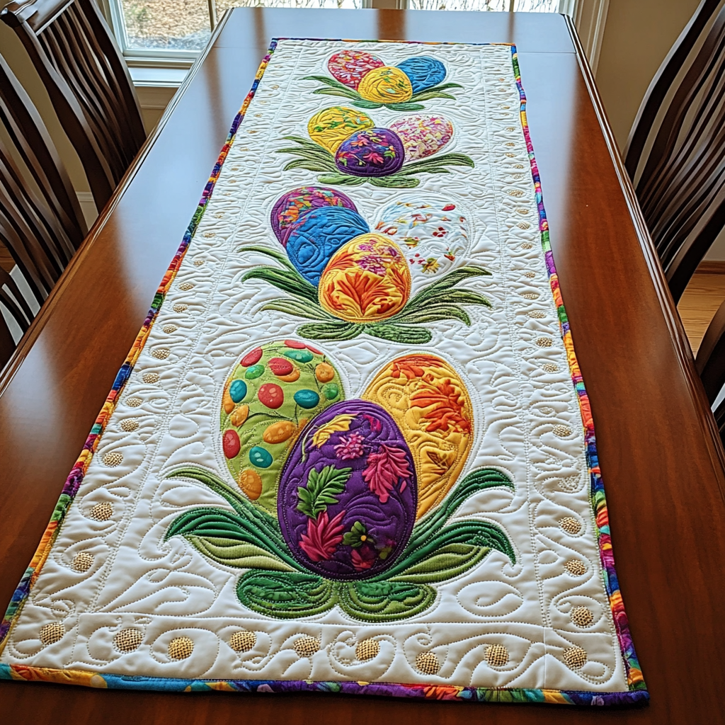 Whimsical Hatch Quilted Table Runner Easter Spring Table Runner Best Friend Birthday Gifts