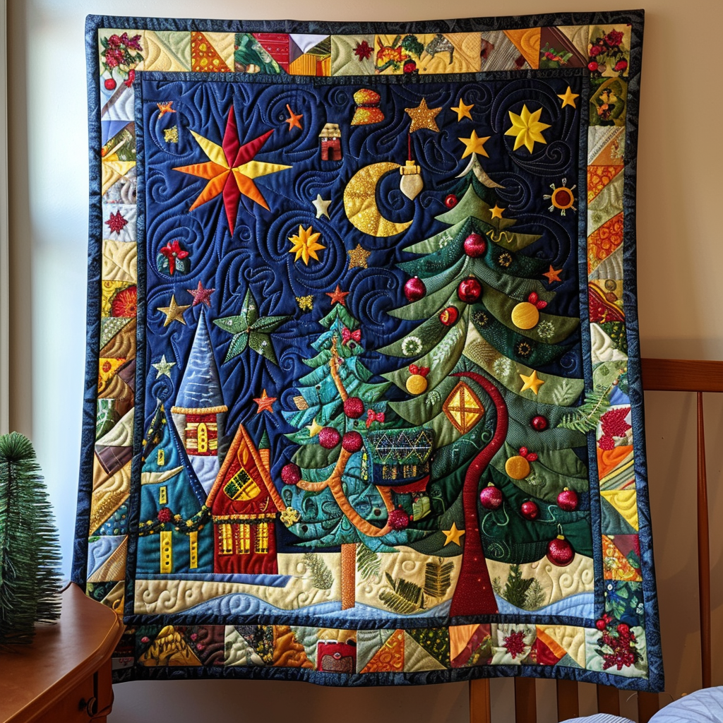 Whimsical Holiday Tree Quilted Blanket Christmas Gifts For My Wife
