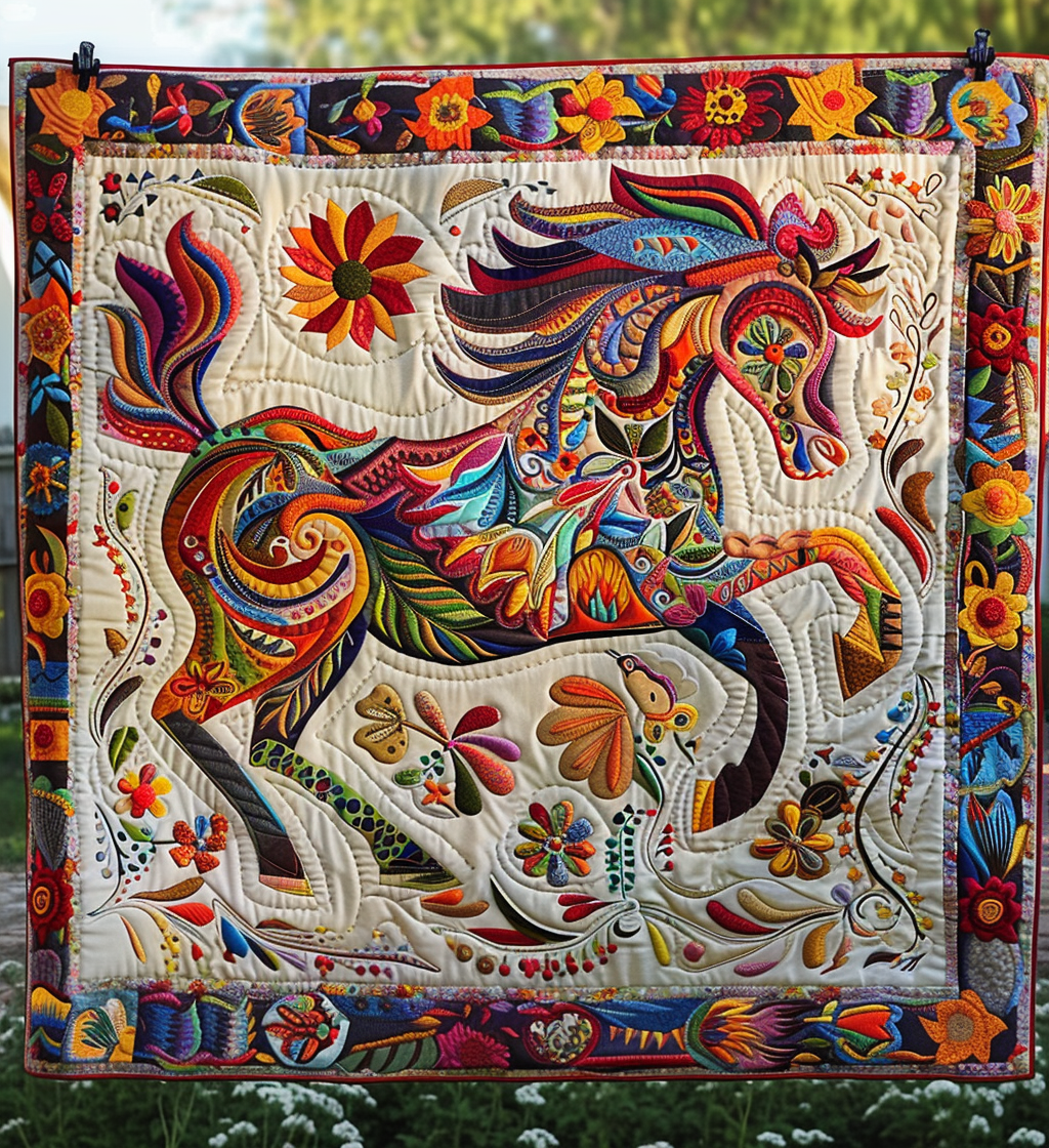Whimsical Horse Quilted Blanket Horse Christmas Presents
