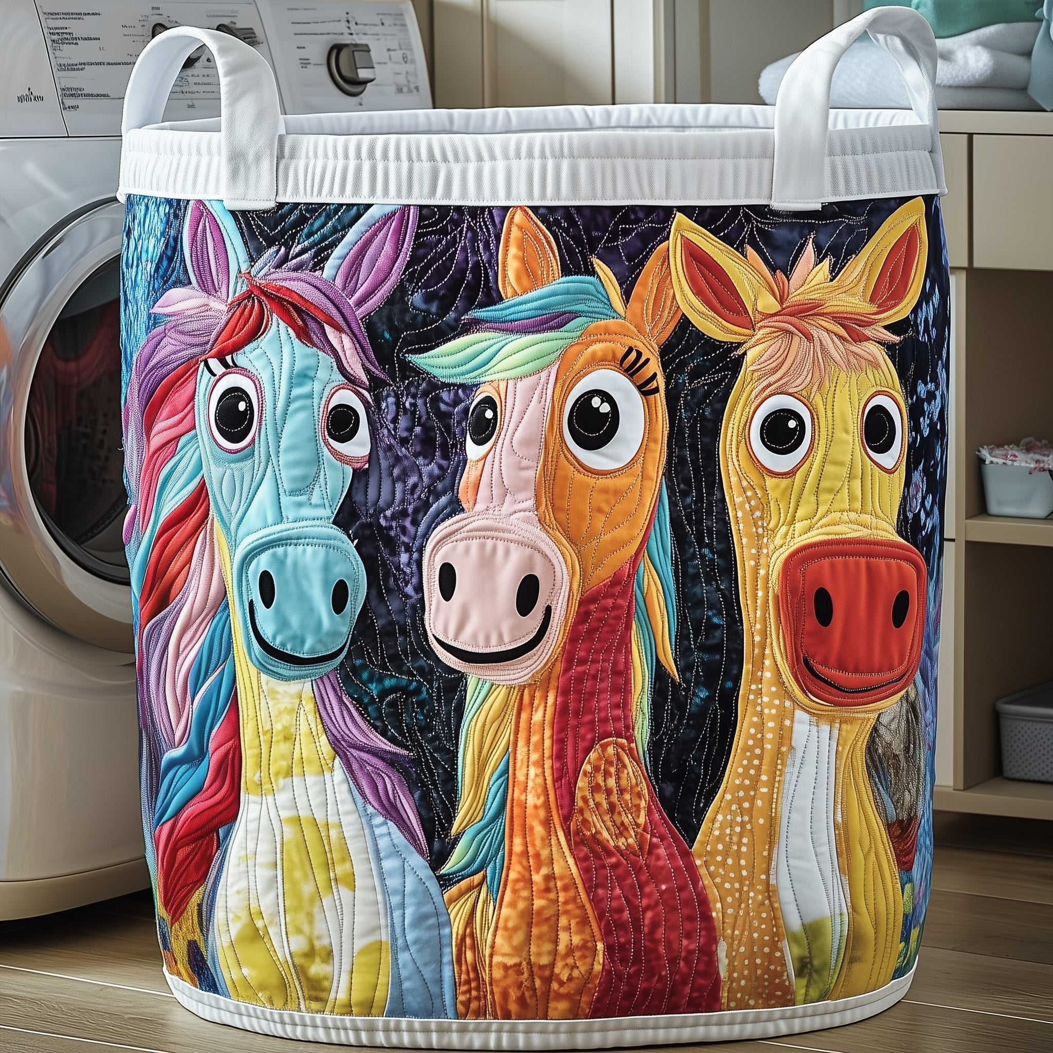 Whimsical Horse Quilted Laundry Basket Horse Related Christmas Gifts