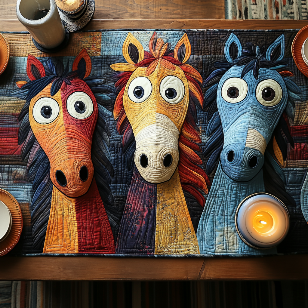 Whimsical Horse Quilted Table Runner Dining Table Decor Ideas Cool Horse Gifts