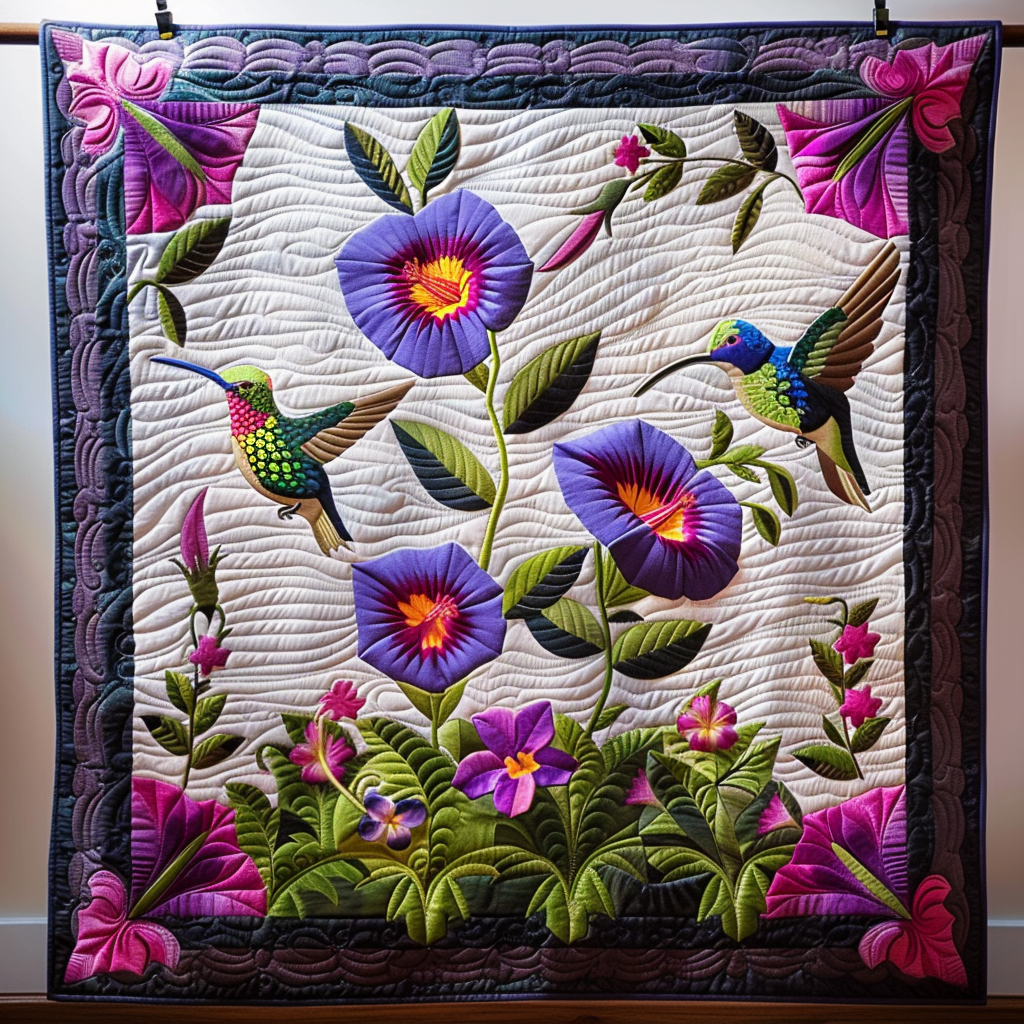 Whimsical Hummingbird Quilted Blanket Gifts For Hummingbird Lovers