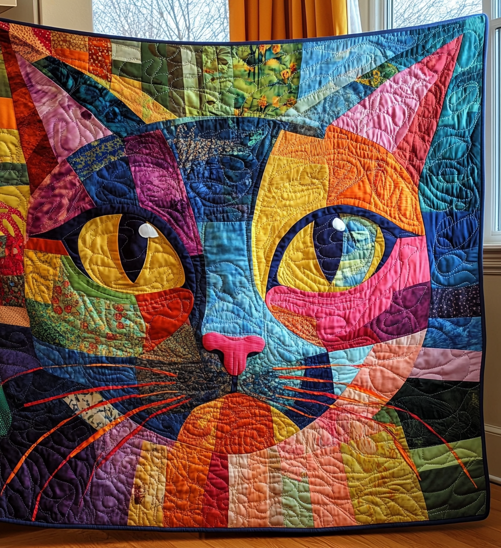 Whimsical Kitten Quilted Blanket Gifts For Cat Owners